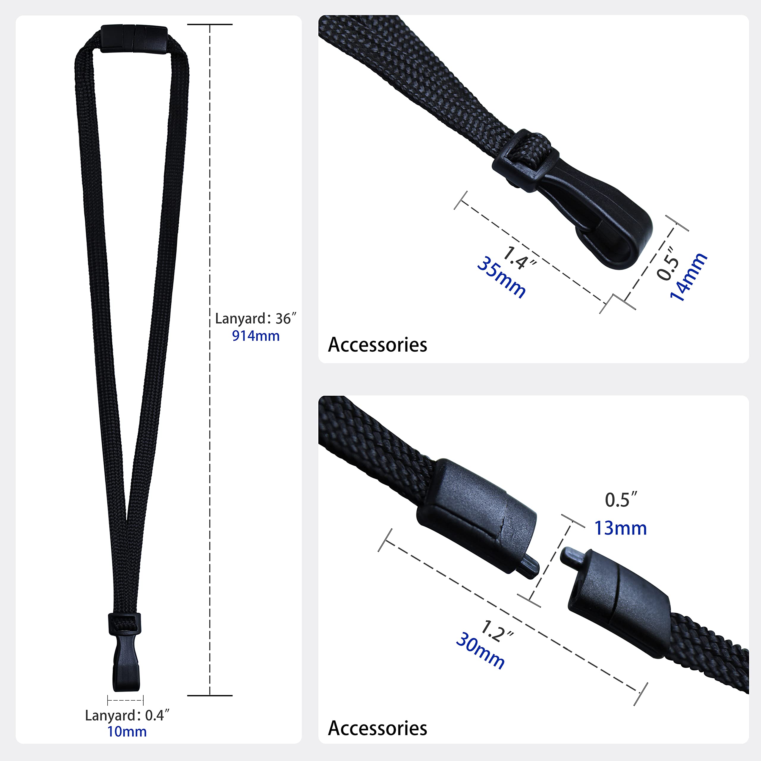 Breakaway Lanyards for ID Badges - No-Twist Plastic Hook for School & Hospital Use