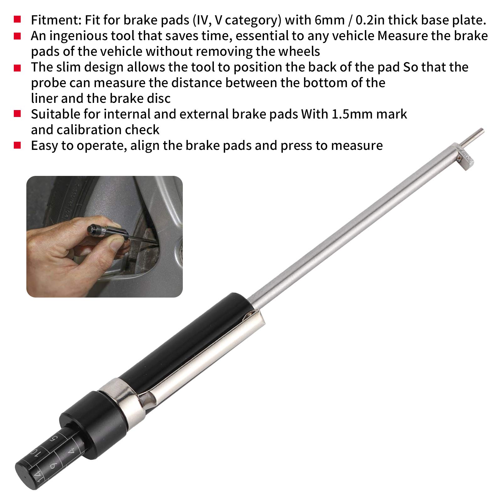 Acouto Brake Pad Measuring Tool - Digital Car Brake Pad Thickness Gauge | Professional Automotive Brake Lining Tester for Vehicles & Trucks | Perfect for Mechanics, DIY Car Maintenance & Auto Repair Shops