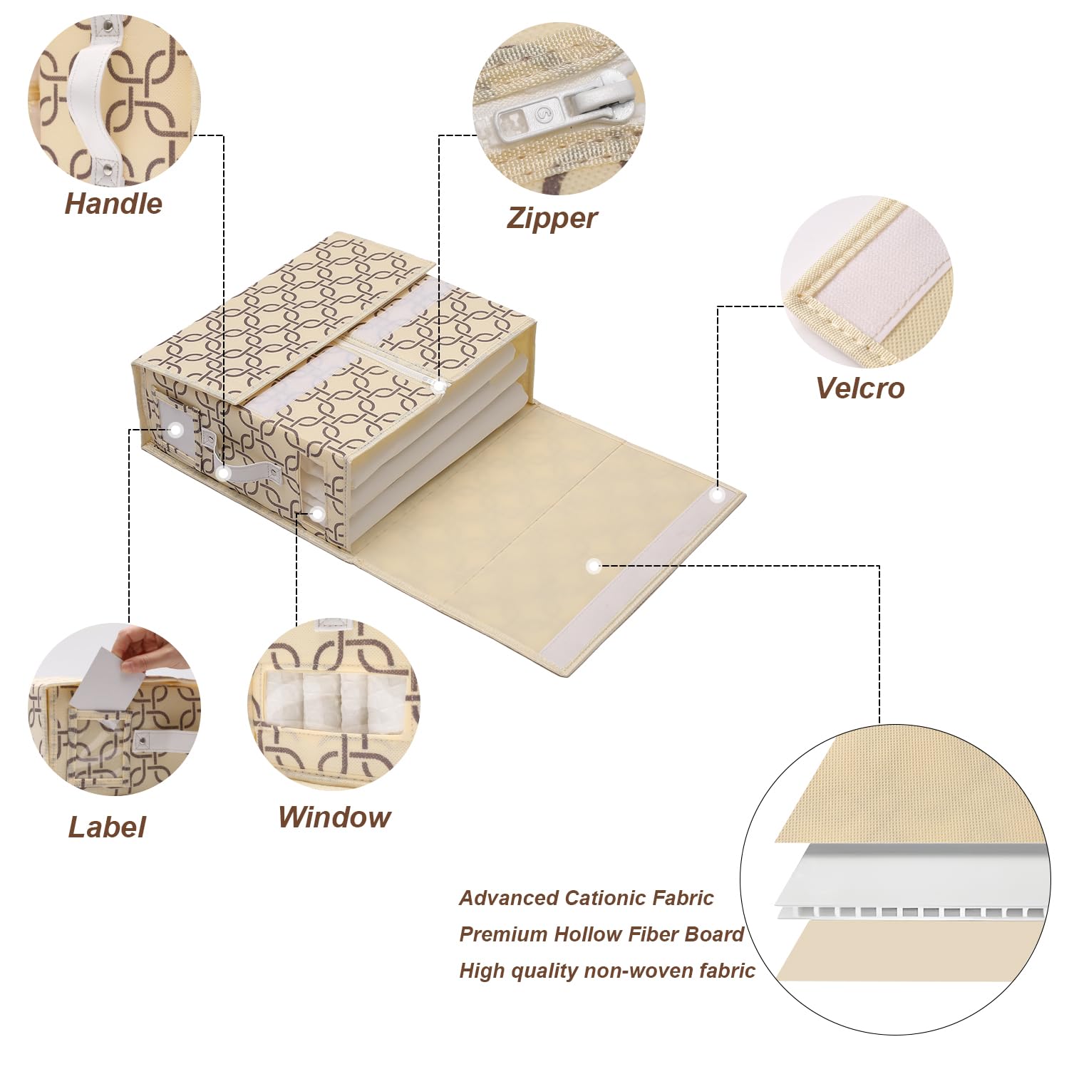 Cosyzone 4-Pack Large Bed Sheet Organizers & Storage - Foldable Fabric Container Box for Queen/King Size Sheets, Duvet Covers & Pillowcases - Beige Linen Closet Organizer for Neat Bedding Storage | Perfect for Home Organization & Space-Saving Solutions