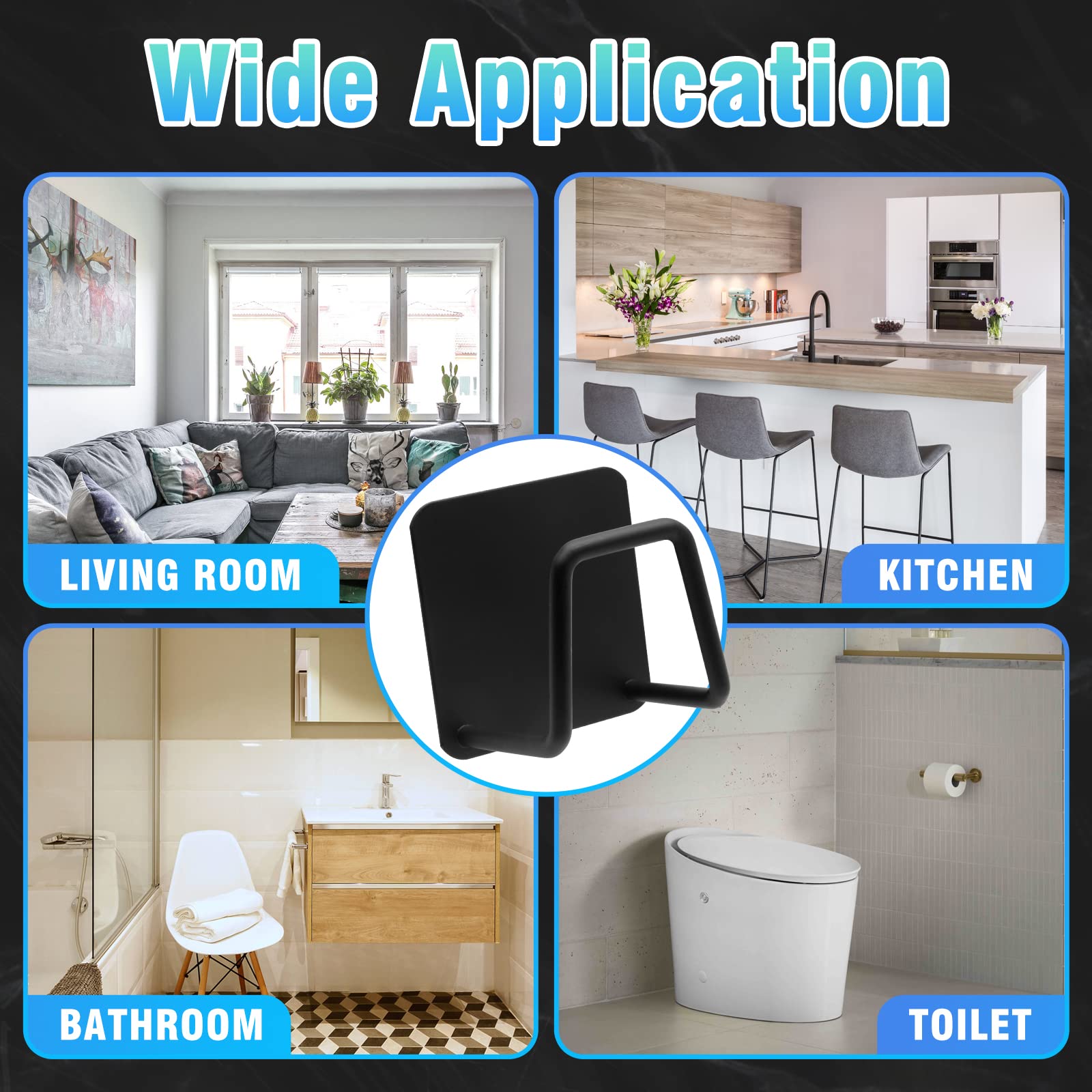 2 Pack Stainless Steel Sponge Holder for Kitchen Sink - Rustproof, Waterproof Adhesive Hooks - No Drilling Required (Black) | Perfect for Organizing Sponges, Brushes & Cleaning Tools by Sink