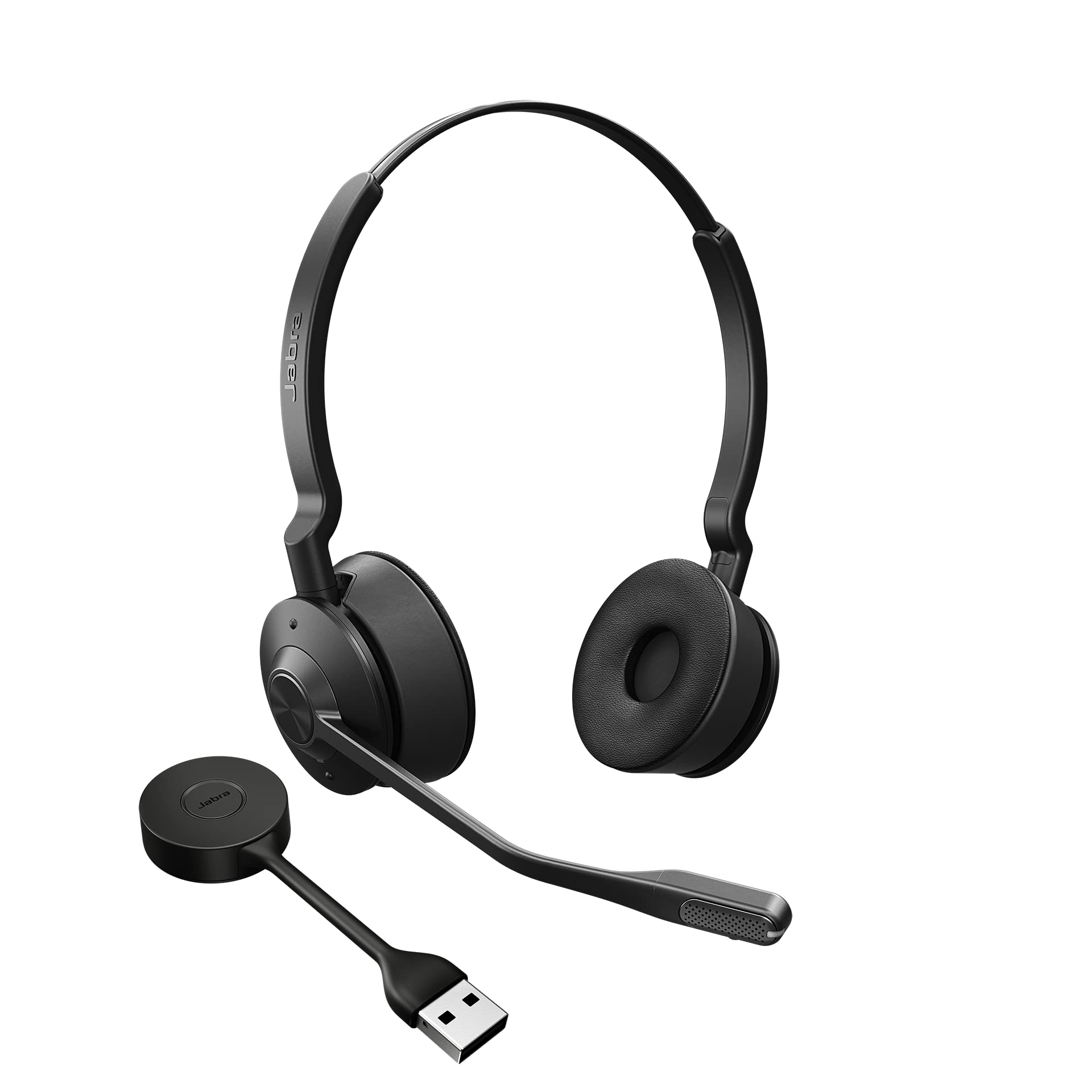 Jabra Engage 55 Stereo Wireless Headset with Link 400 USB-A DECT Adapter – Noise Cancelling Microphone, Long Range, Hearing Protection – Certified for Google Meet & Zoom – Black – Perfect for Remote Work, Call Centers & Online Meetings