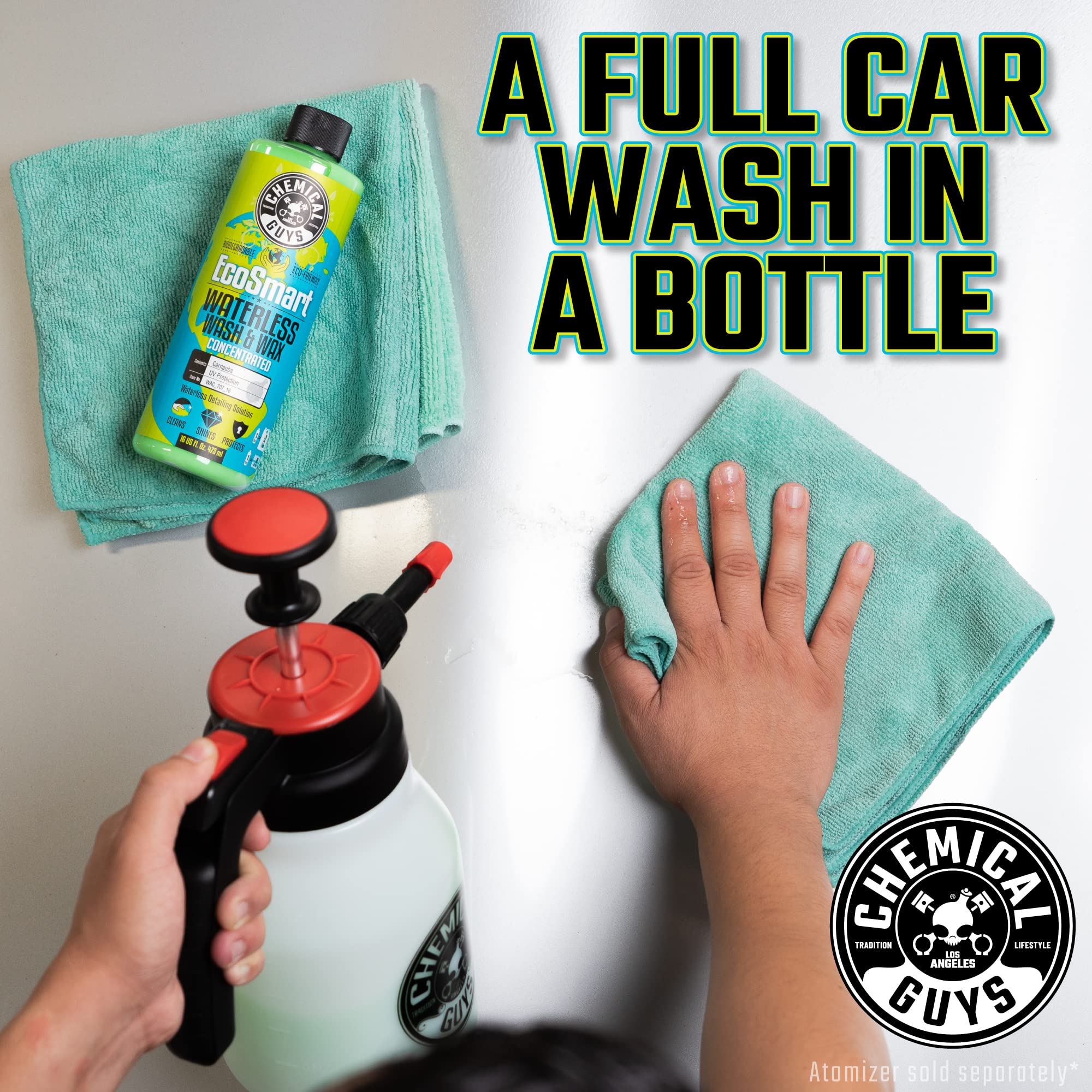Chemical Guys WAC_707 EcoSmart Hyper Concentrated Waterless Car Wash & Wax (1 Gallon) with ACC_130 Chemical-Resistant Heavy Duty Spray Bottle (32 oz) - Perfect for Quick Car Detailing, RV Cleaning & Mobile Auto Care