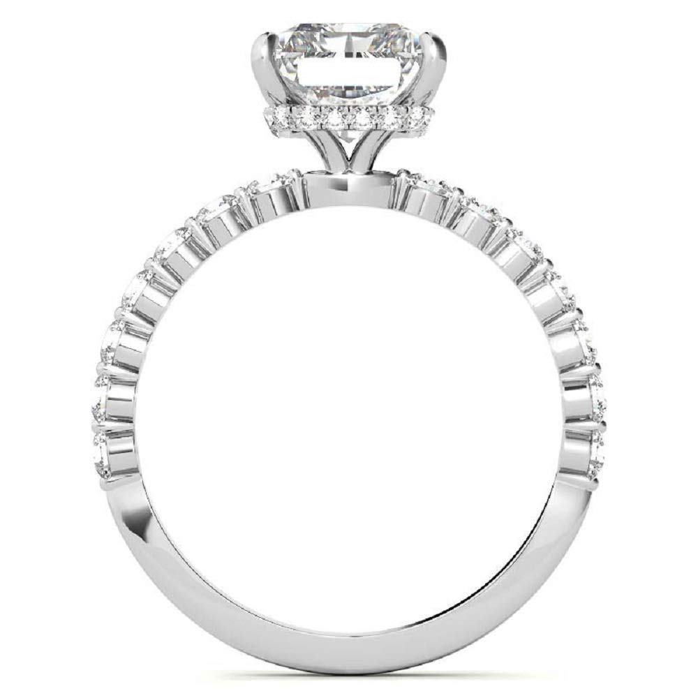 4 CT Emerald Cut Moissanite Engagement Ring - Vintage Wedding Eternity Band with 4-Prong Solitaire Setting in Sterling Silver - Anniversary Promise Ring Gift for Women - Perfect for Proposals, Weddings & Special Occasions