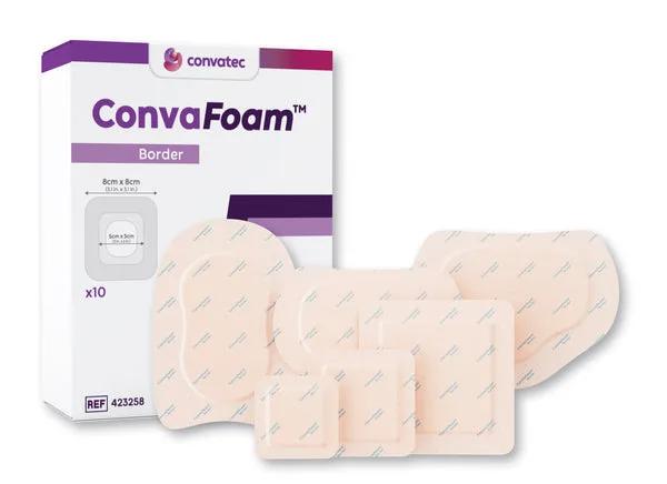 ConvaFoam Border Adhesive Silicone Hydrofiber Foam Wound Dressing - 6x6 Inch & 4x4 Inch Pads - Ideal for Chronic Wounds, Pressure Ulcers, and Post-Surgical Care