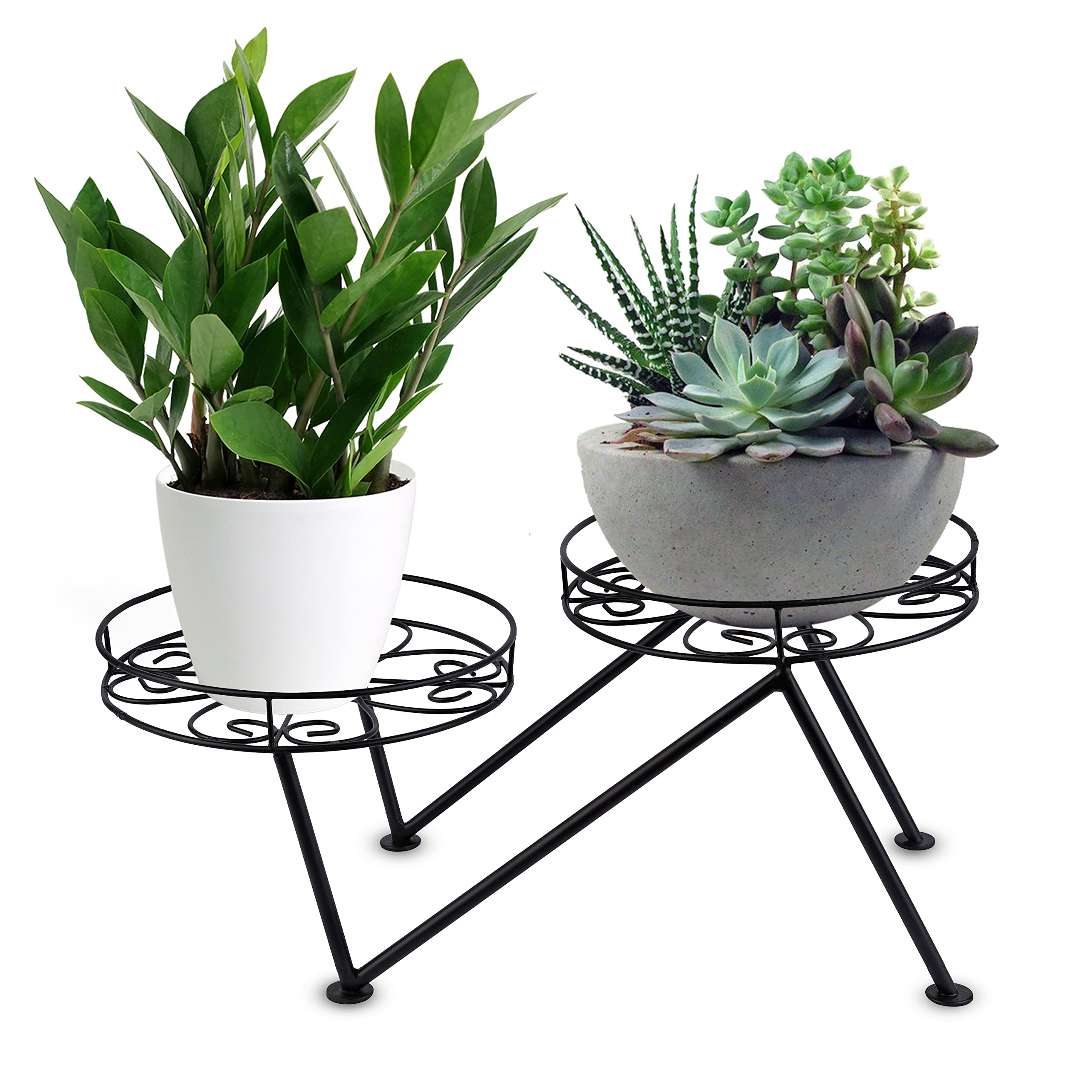 Modern Black Metal Plant Stand for Indoor & Outdoor Use - Decorative Holder for Pots, Plants & Flowers - Perfect for Living Room, Patio, or Garden Decor