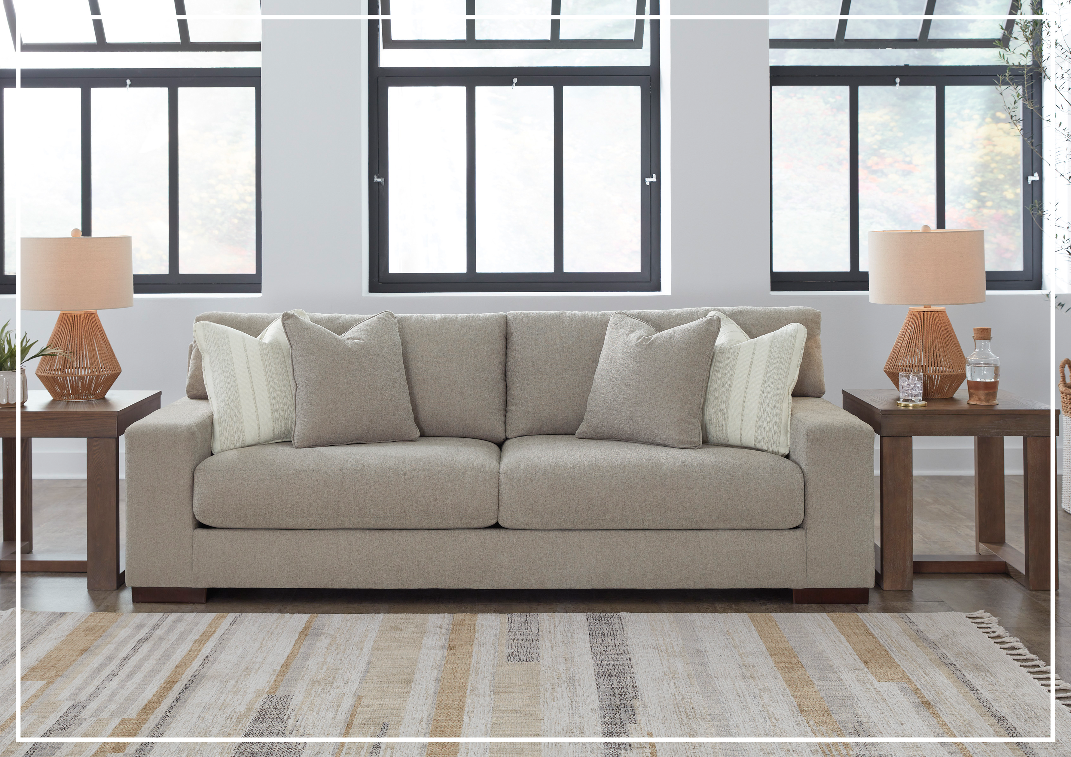 Gio Italia Modena 3-Seater Fabric Sofa in Beige | Modern Living Room Furniture | Comfortable Couches for Home, Office & Lounge