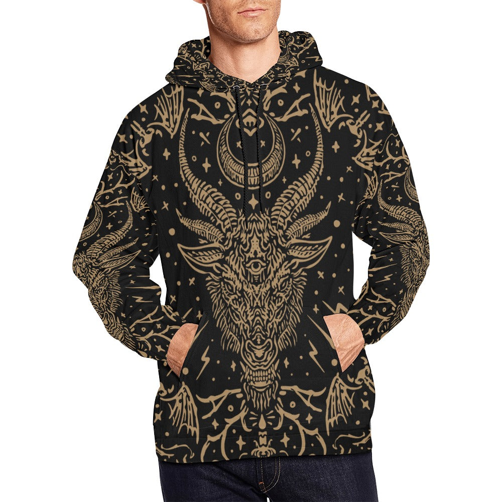 Baphomet and All-Seeing Eye Hoodie - Gothic Occult Streetwear for Men & Women | Perfect for Halloween, Cosplay, and Alternative Fashion
