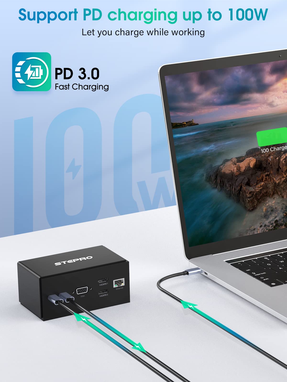 14-in-1 USB C Docking Station with Quad Monitor Support - Thunderbolt 3 Hub for MacBook Pro/Air & Windows Laptops - 2xHDMI, VGA, PD 3.0, Ethernet, 4 USB Ports, SD/TF Card Readers, Audio - Perfect for Home Office, Gaming & Multi-Tasking Workspaces