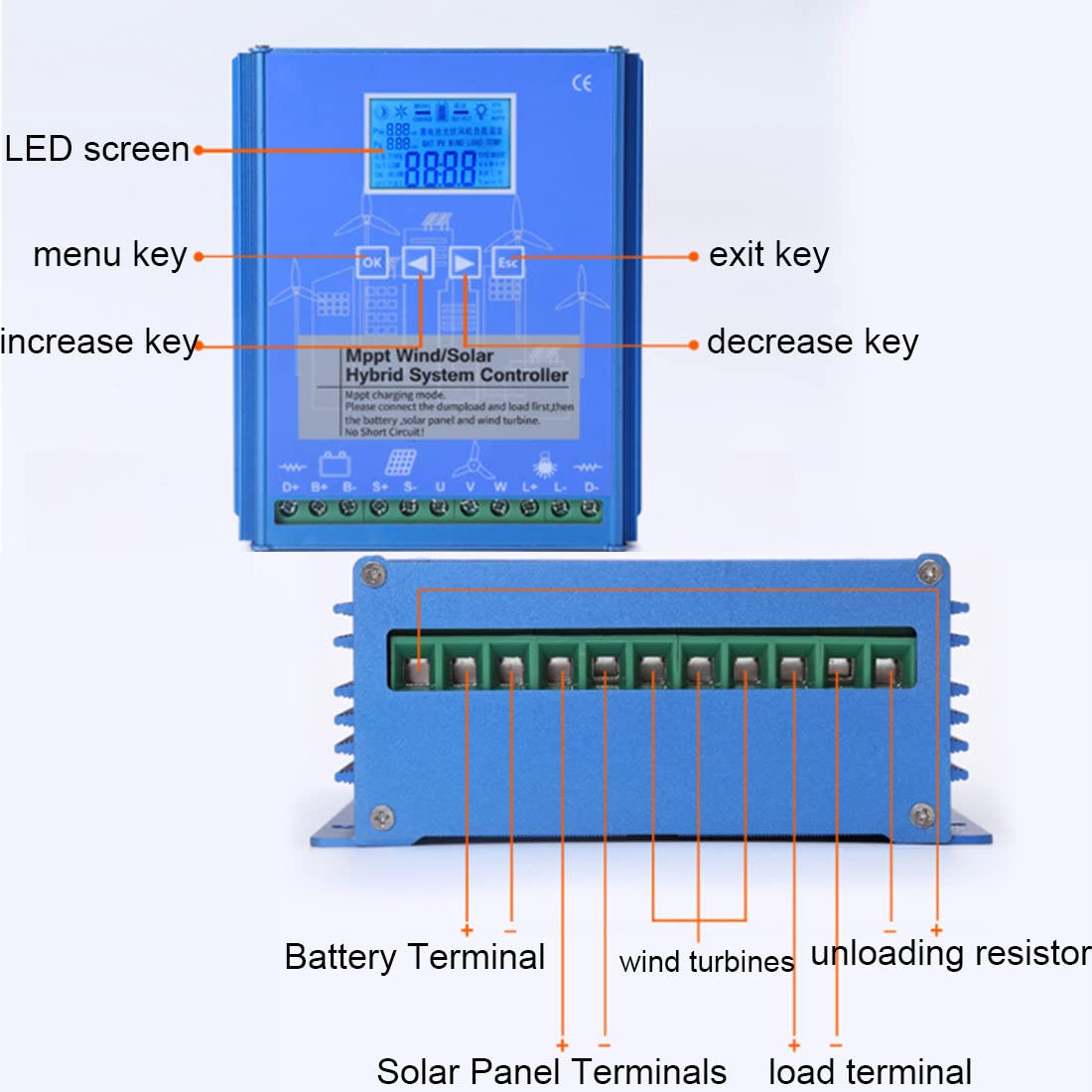 6000W MPPT Wind Solar Hybrid Charge Controller - 12V/24V/48V Boost Controller for Wind Turbine & Solar Panel Battery Charging - Perfect for Off-Grid Power Systems, RV, Marine & Home Energy Storage