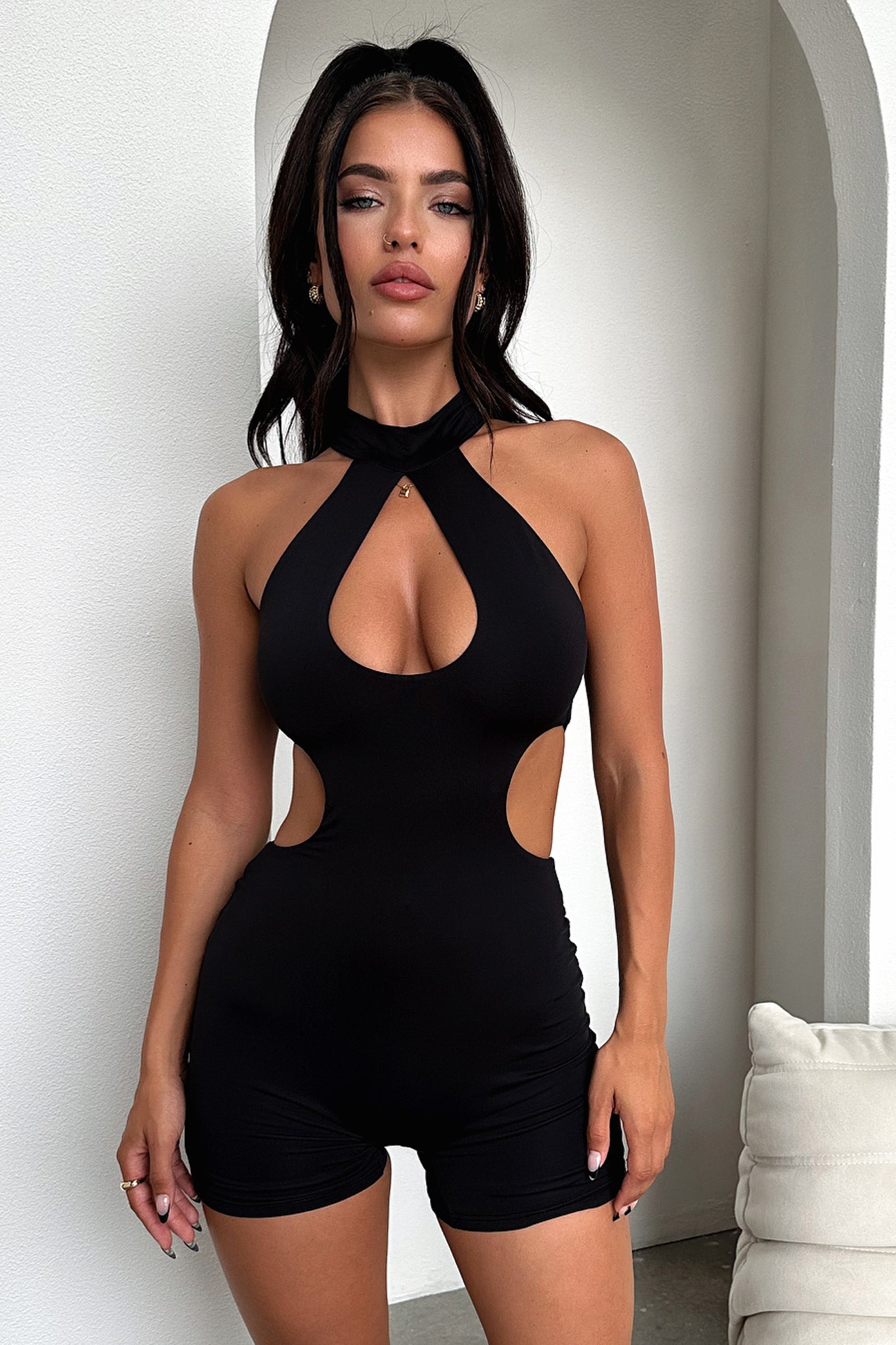 Gianna Women's Black Playsuit Jumpsuit Romper - Perfect for Summer Outfits, Beach Vacations & Casual Wear