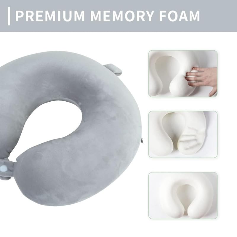 BLISSCLOUD Memory Foam Neck Pillow for Travel - Ergonomic Support for Neck & Head - Perfect for Airplane, Car, Office & Home Use - Ultra Soft & Comfortable Travel Pillow for Long Flights & Road Trips