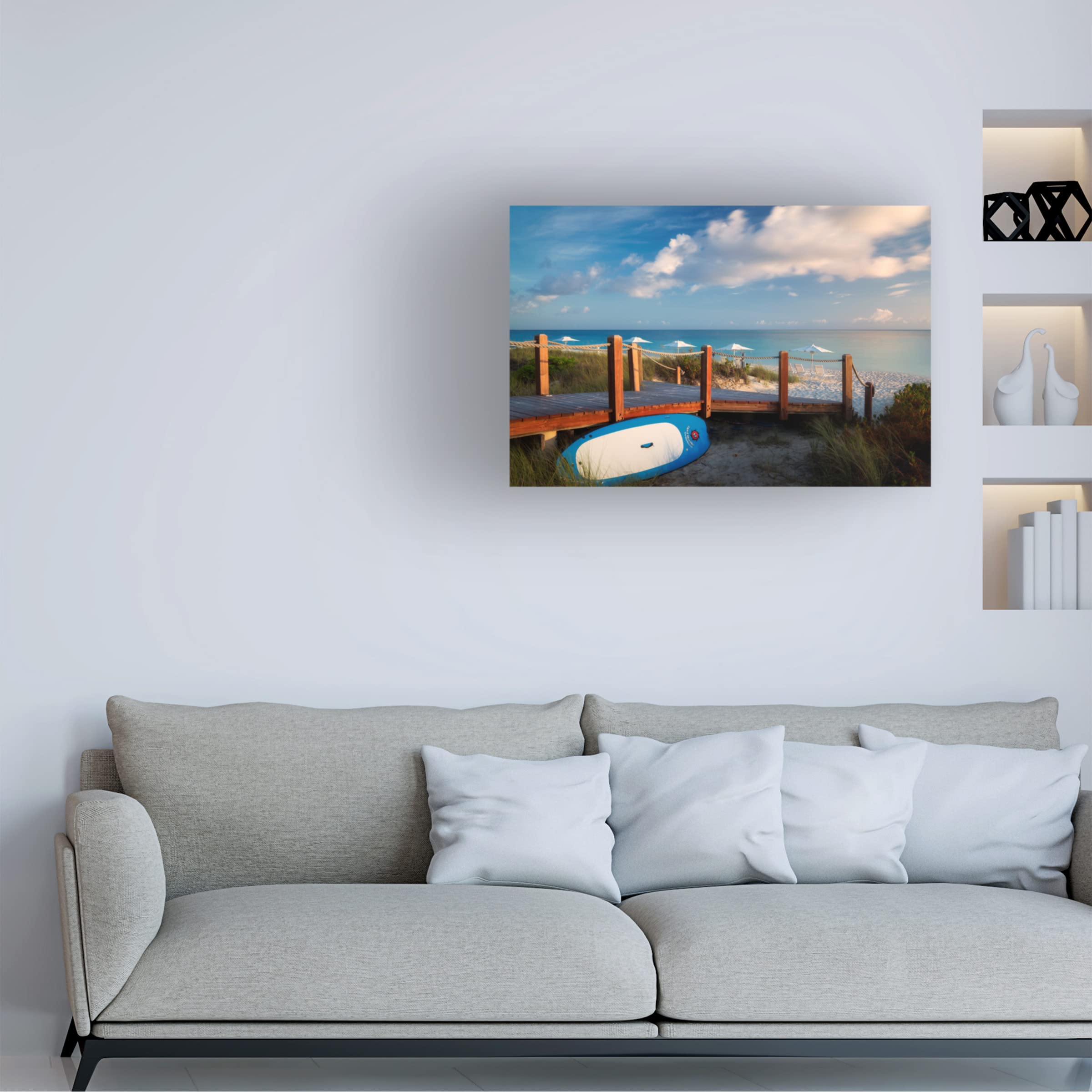 Dennis Frates 'Pier 7' Canvas Wall Art Print - Modern Coastal Home Decor for Living Room, Bedroom & Office - Trademark Fine Art Collection