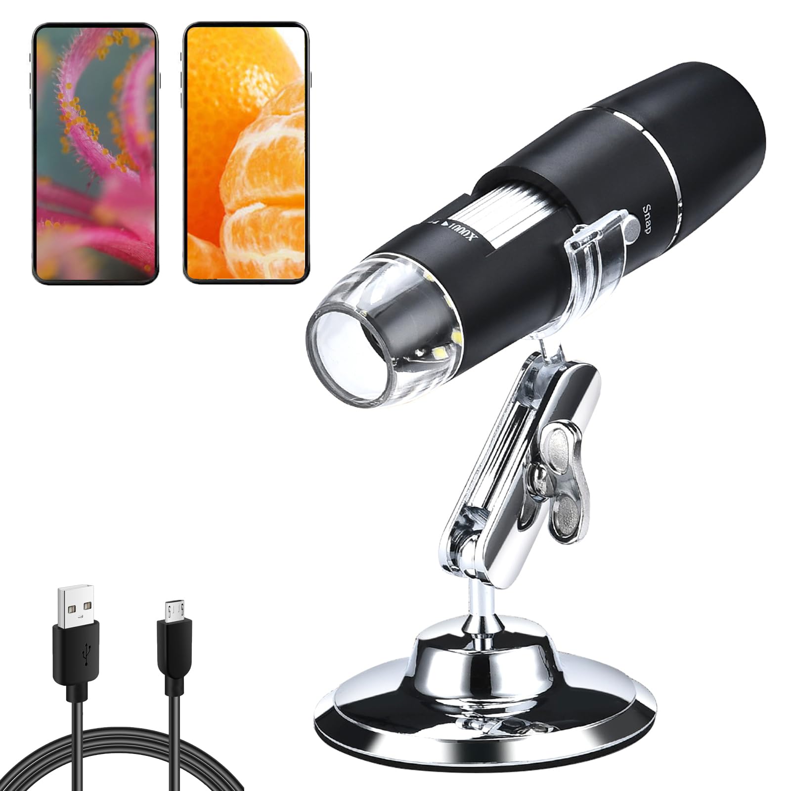50X-1000X WiFi Digital Microscope - Wireless Handheld Magnifier Camera with 8 LED Lights - Compatible with Android/iOS Smartphones & Tablets - Perfect for Coin Collecting, Jewelry Inspection & Science Education