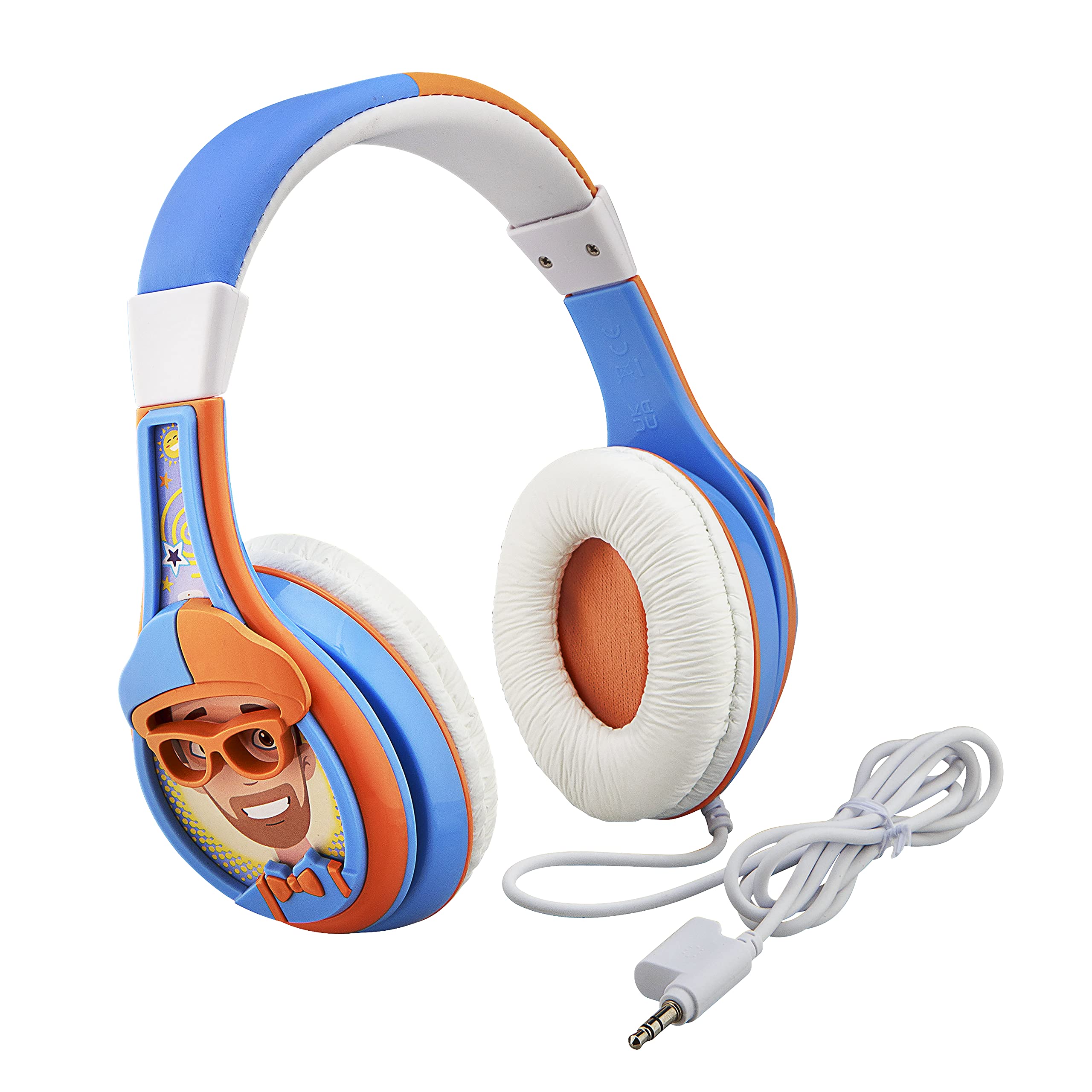 Blippi Kids Headphones with Volume Control - Wired Stereo Earphones for School, Home & Travel - Tangle-Free Design & 3.5mm Jack - Perfect for Online Learning, Airplane Rides & Quiet Playtime