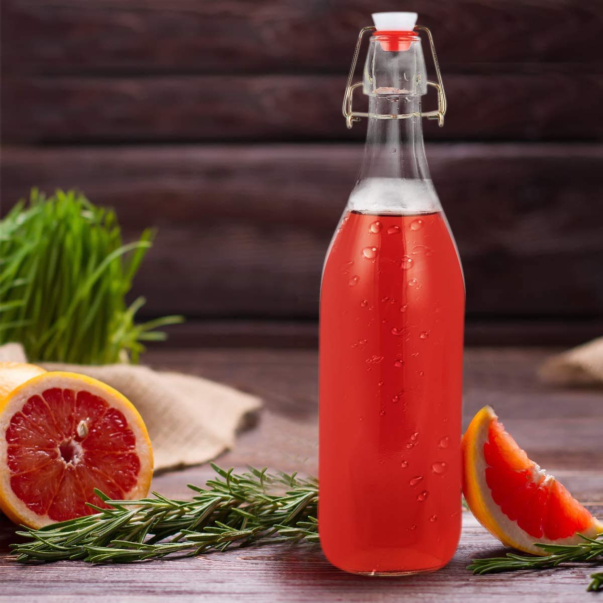 RAVIZAA 16oz BPA-Free Glass Bottles with Flip Top Lid - Airtight Brewing Bottle for Beer, Oil, Vinegar, Homemade Juice & Beverages - Perfect for Home Brewing, Kitchen Storage & DIY Drinks
