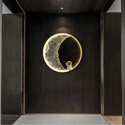 Modern Round LED Wall Lamp - Space Black & White Decorative Light for Bedroom, Living Room, and Hallway - Energy Efficient Ambient Lighting