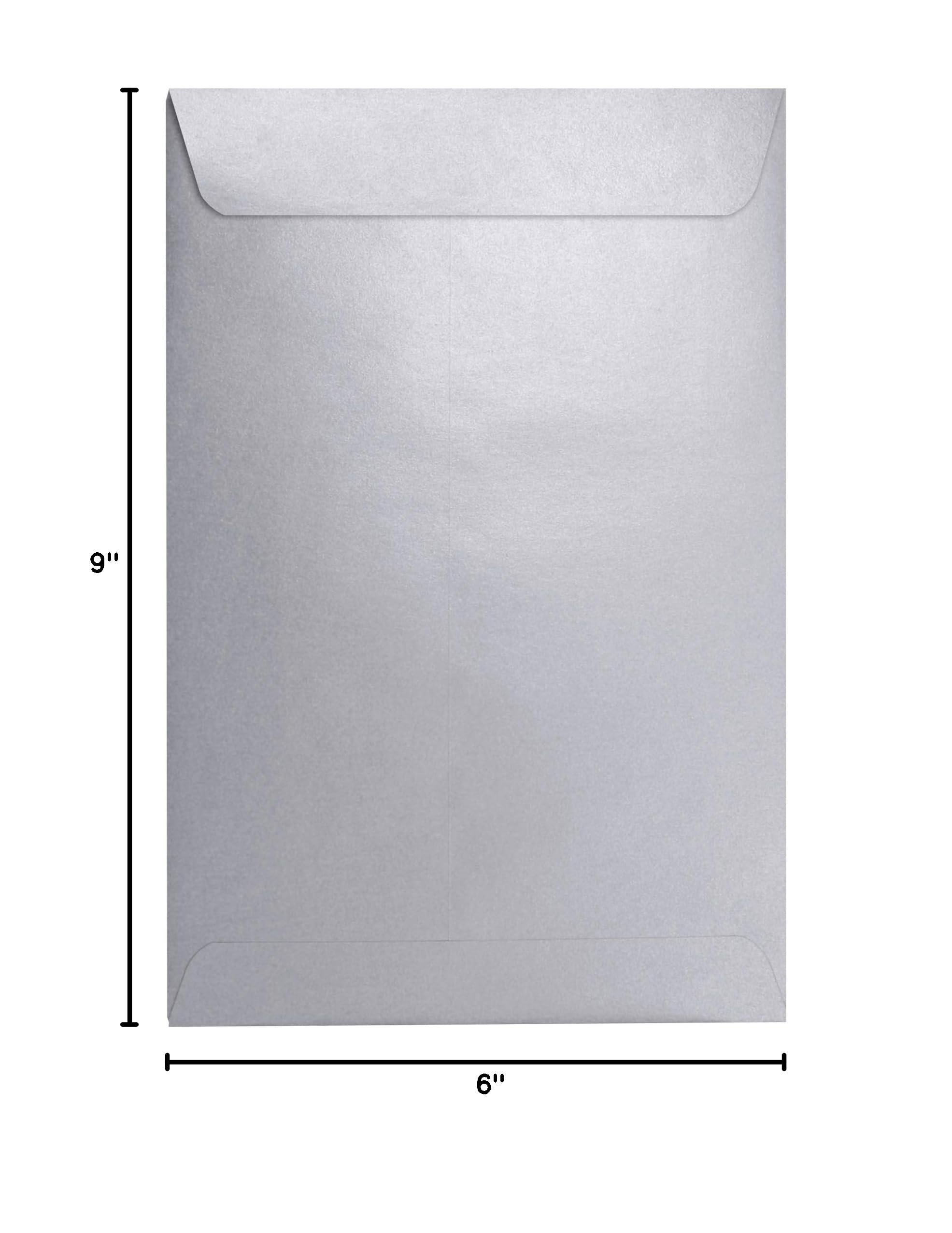 Premium LUXPaper 6 x 9 Open End Envelopes - Silver Metallic, 80lb Text Weight, 1000 Count | Peel & Press Seal for Easy Use | Perfect for Wedding Invitations, Business Correspondence & Mailing Needs
