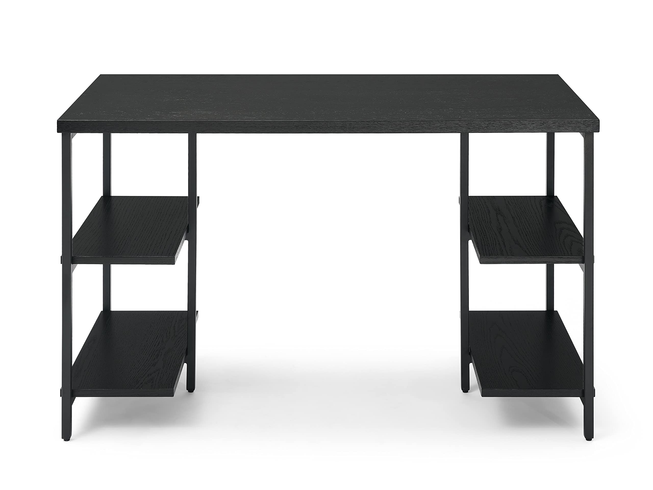 Black Coffee Table & Home Office Desk with Shelves on Both Sides, 47x23.6x29.3 Inches - Perfect for Living Room, Study & Small Spaces