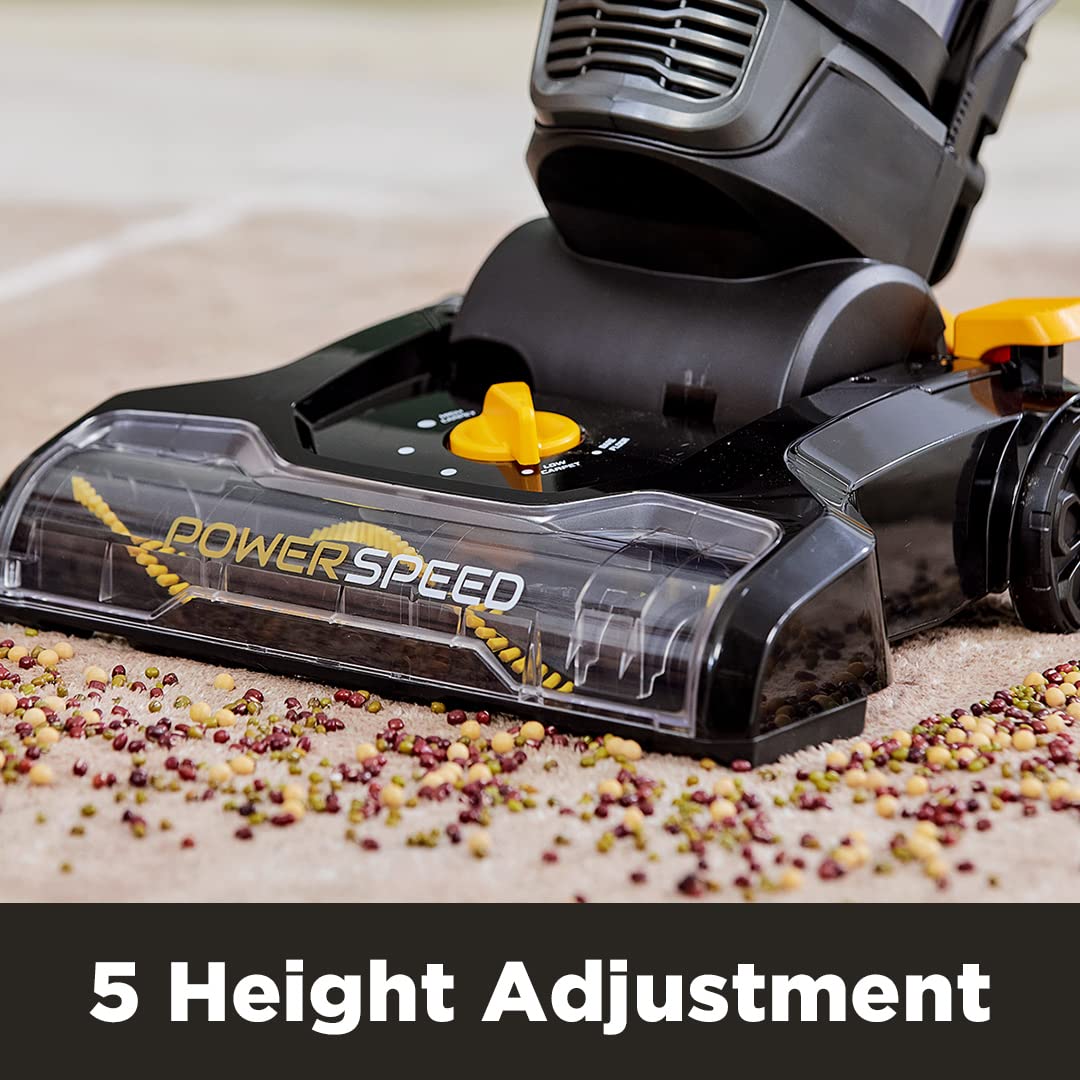 EUREKA PowerSpeed Lightweight Upright Vacuum Cleaner for Carpet & Hard Floors - Powerful Pet Hair Removal with Turbo Brush, Black & Yellow - Perfect for Home Cleaning with Pets & Multi-Surface Use