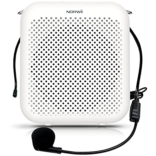 NORWII Portable Voice Amplifier with Wired Microphone - 4000mAh Rechargeable Personal Speaker for Teachers, Tour Guides, Coaches & Public Speaking - Lightweight Hands-Free Design with Waistband (White) - Perfect for Classrooms, Outdoor Events, Presentations & Meetings