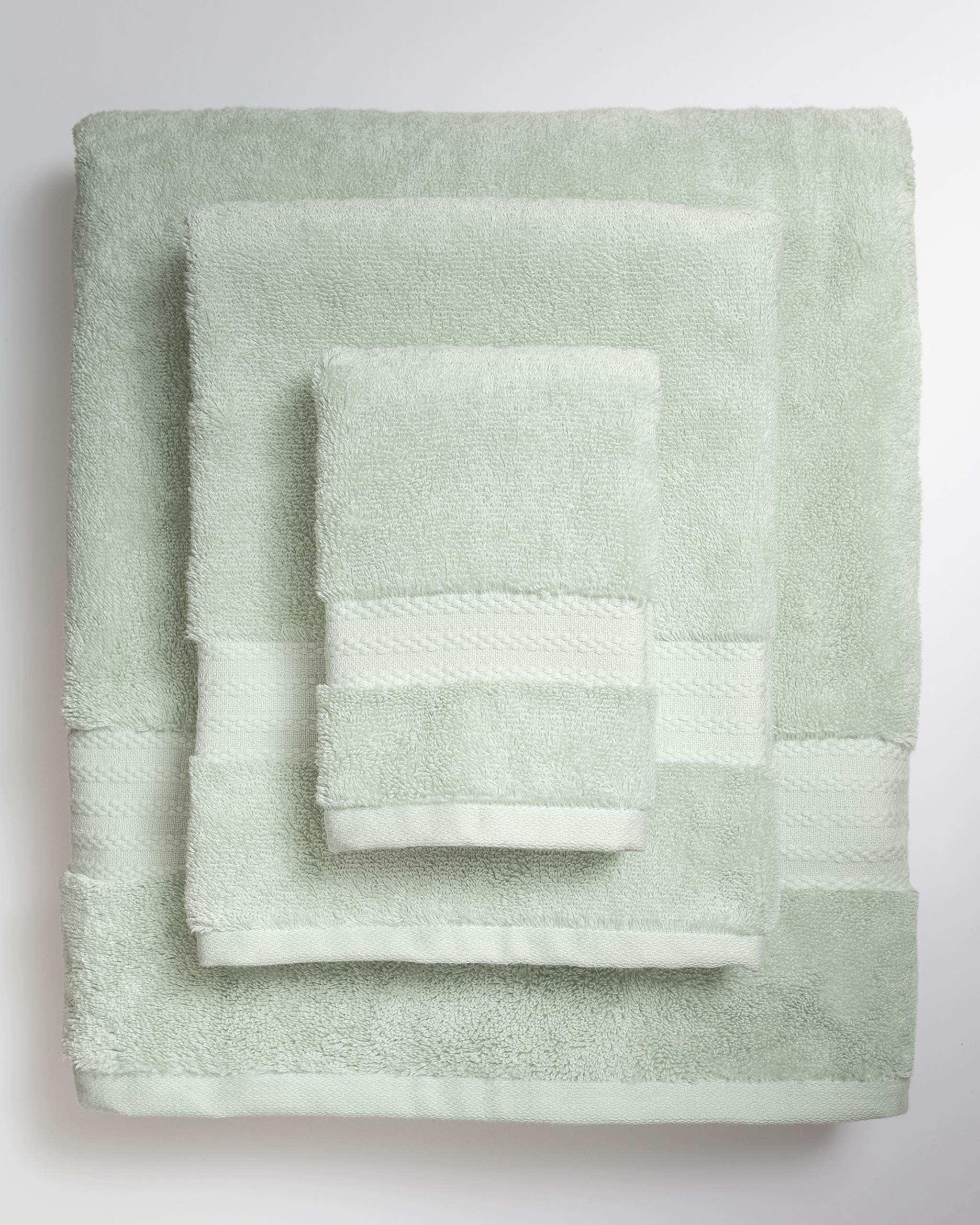 Premium 100% Organic Cotton Bath Towel Set - 6 Piece Luxury Hotel & Spa Quality Towels (2 Bath, 2 Hand, 2 Washcloths) | GOTS Certified | 700 GSM Ultra Soft | 30x56 & 16x30 & 13x13 Inches | Eco-Friendly Green | Perfect for Bathroom, Spa, Gym & Guest Use