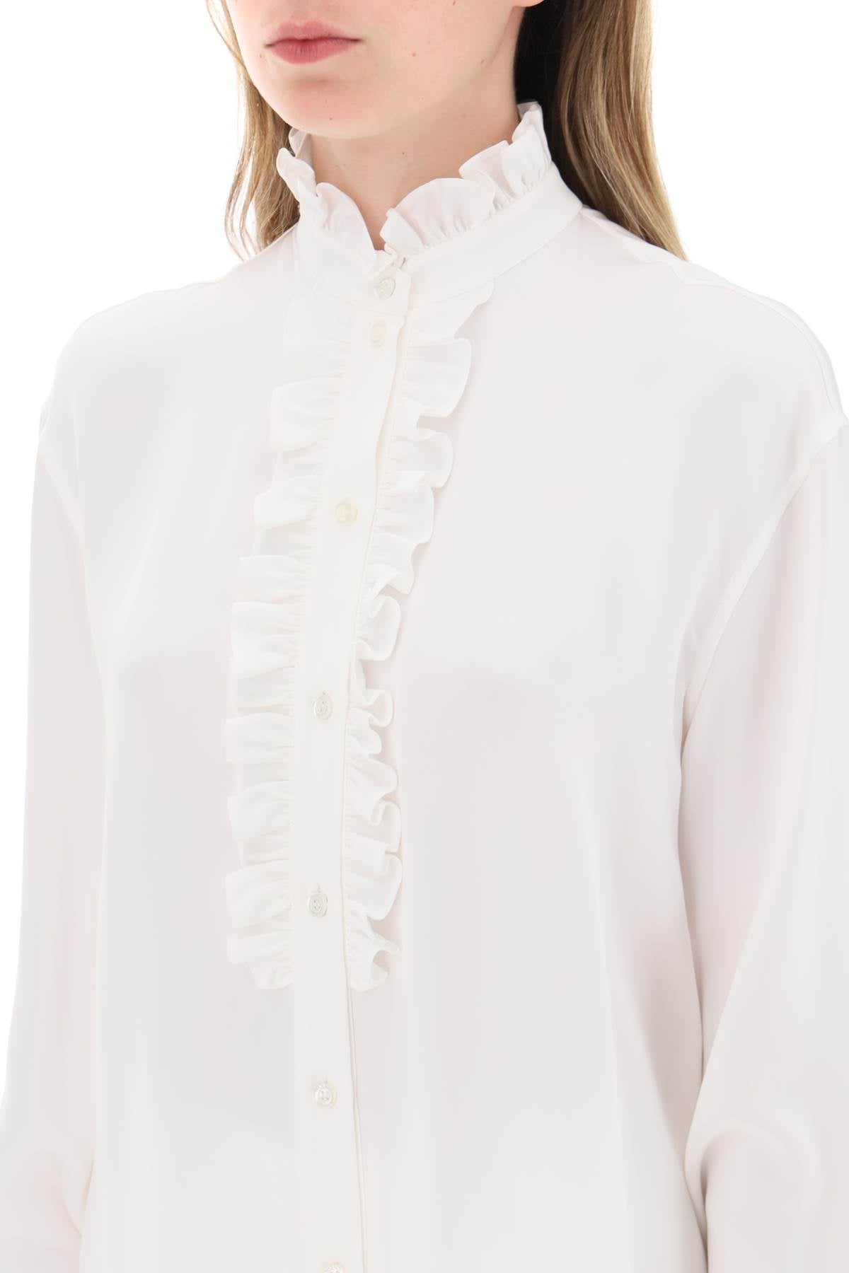 Alexander McQueen Silk Satin Shirt with Ruffles - Luxury Women's Blouse for Parties & Evening Events