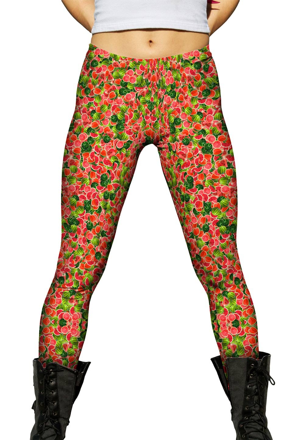 Yizzam Women's Watermelon Print Summer Leggings - Stretchy High Waist Yoga Pants for Workout, Running & Casual Wear