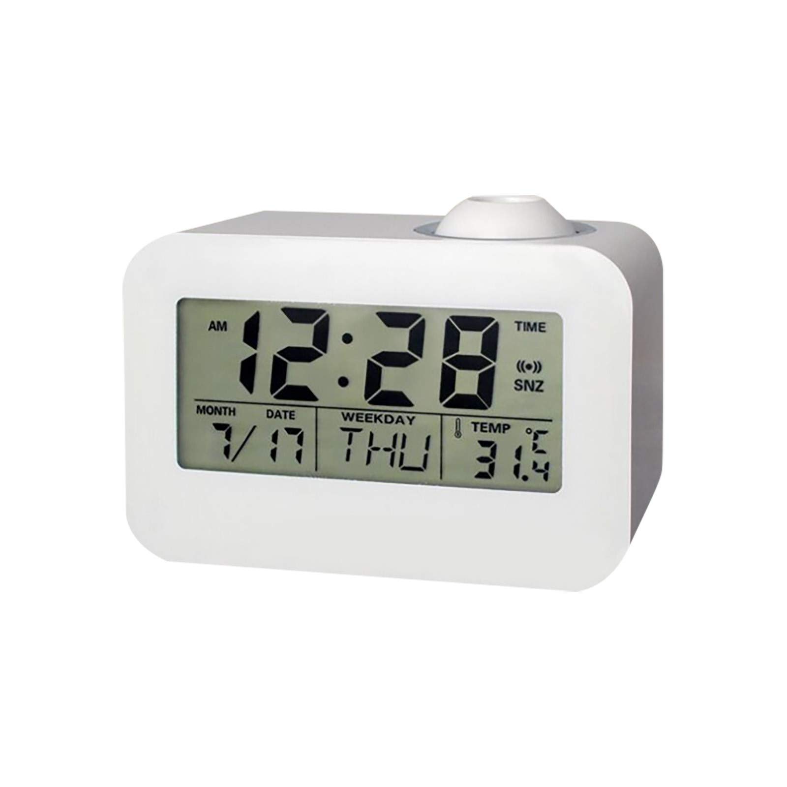 Cafuvv Multi-Function Projection Alarm Clock with LED Display & Voice Control - Perfect for Bedroom, Office, and Travel Use