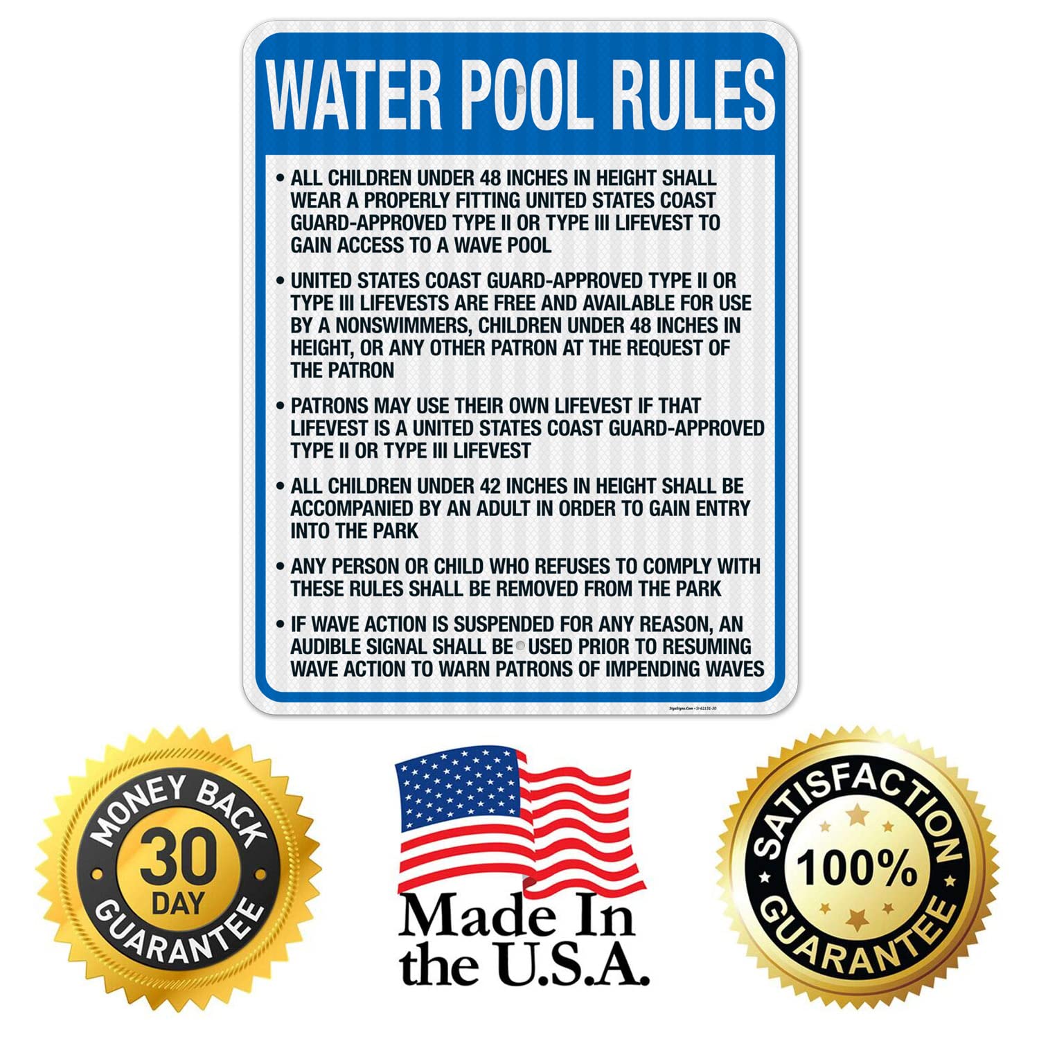 Ohio Pool Safety Signs - 24x30 Inches Water Rules Sign, Compliant with State of Ohio Pool Code | 3M EGP Reflective .080 Aluminum, Fade Resistant | Made in USA | Perfect for Public Pools, Water Parks & Backyard Swimming Areas