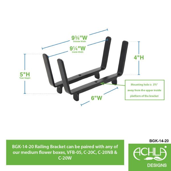 Sturdy Handrail Flower Box Bracket - Metal Planter Holder for Balcony Railings & Deck Railings - Perfect for Outdoor Flower Pots & Window Boxes