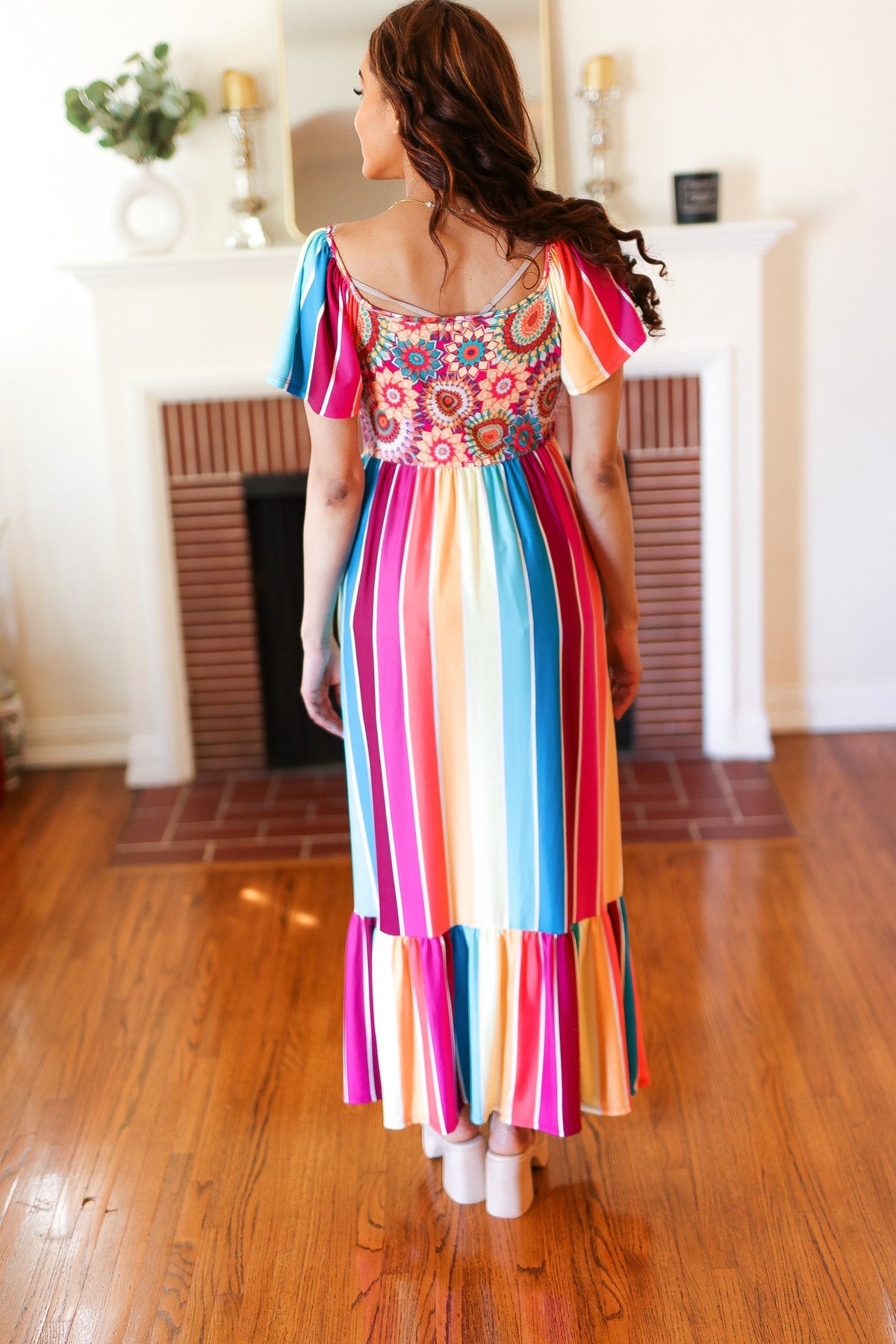 Stylish Fuchsia & Teal Striped Crochet Print Women's Top | Boho Chic Blouse for Summer | Perfect for Beach Vacations & Music Festivals