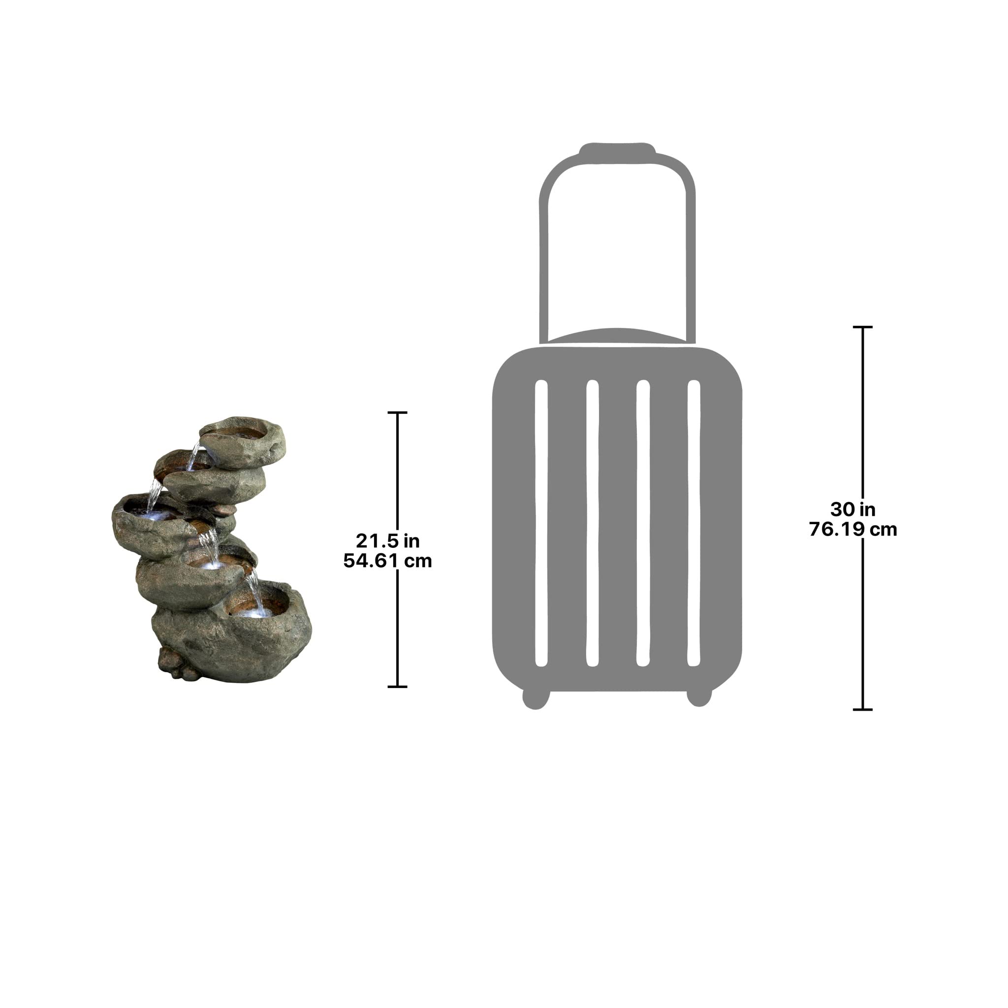 Outdoor LED Water Fountain - Avalanche Peak Garden Rock Fountain with Lights | Perfect for Patio, Yard, and Landscape Decor