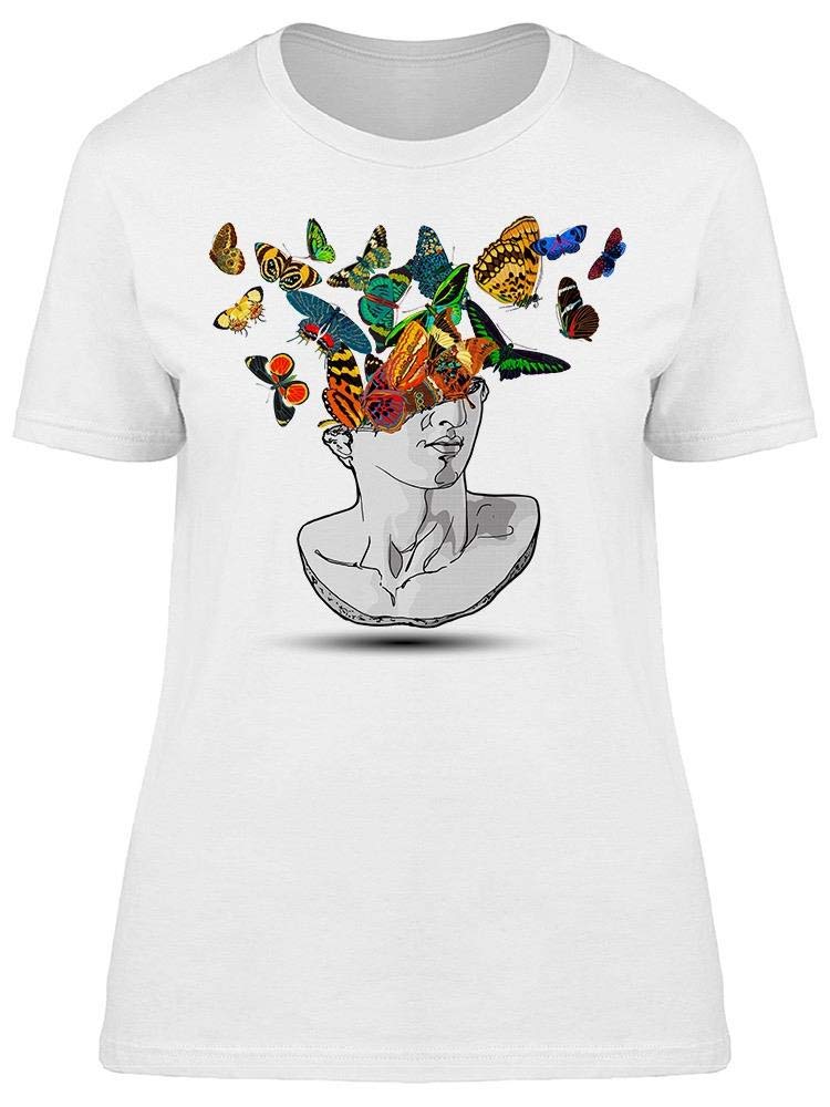 Classical Sculpture Butterflies T-Shirt for Women - Vintage Art Print Casual Tee for Everyday Wear & Boho Outfits
