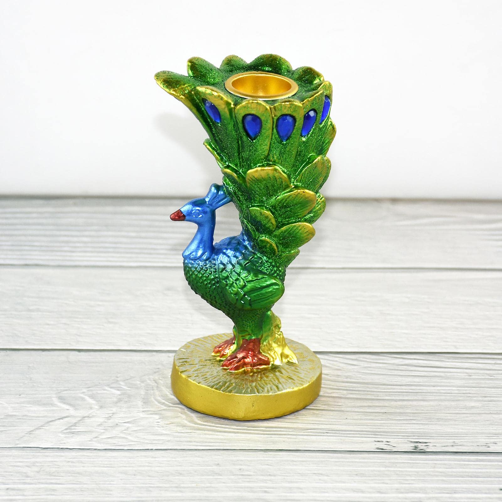 Elegant Peacock Candle Holder Sculpture - Handcrafted Table Centerpiece Decor for Living Room, Wedding, Dining Room & Home Decor
