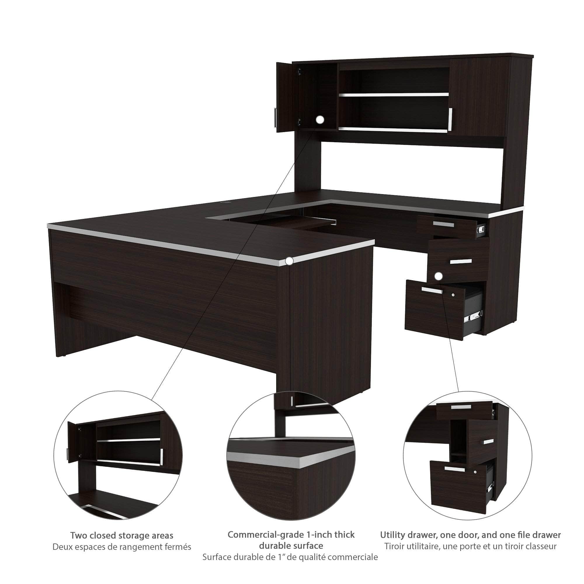Ridgeley Executive Computer Desk with Hutch, Lateral File Cabinet & Bookcase - 2 Color Options | Home Office & Study Room Furniture for Professionals