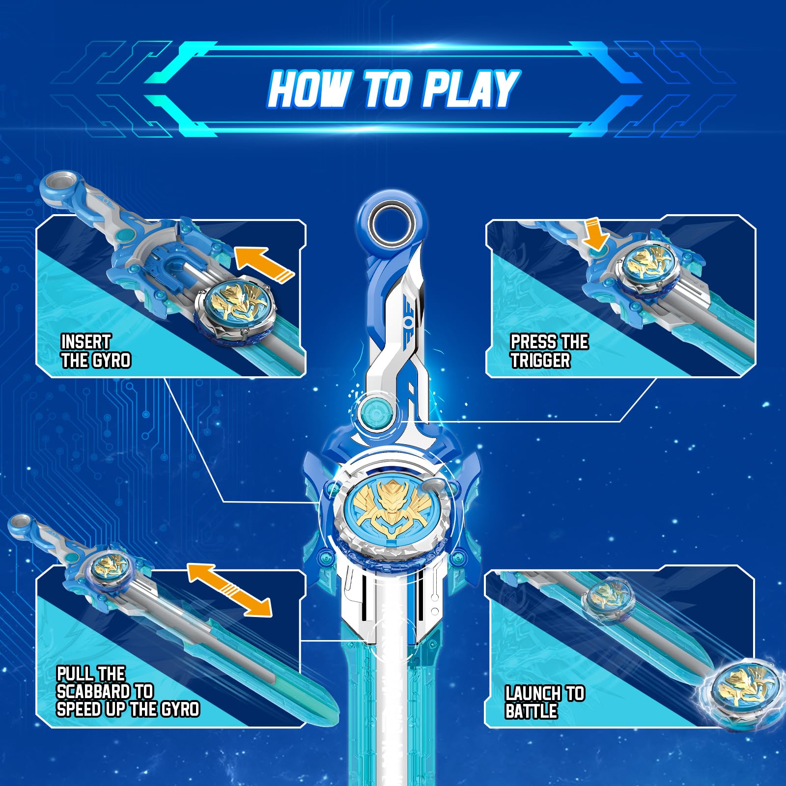Infinity Nado Battle Spinning Top & Sword Launcher Set - Kids Battling Toys for Boys Age 5-12 | Gale Wings Edition - Perfect for Indoor Play, Birthday Gifts & Competitive Battles