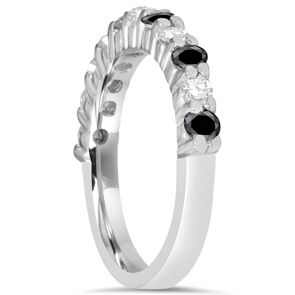 5/8 Carat Black & White Diamond Wedding Ring - 14K White Gold Engagement Band for Women, Perfect for Proposals, Anniversaries & Bridal Jewelry