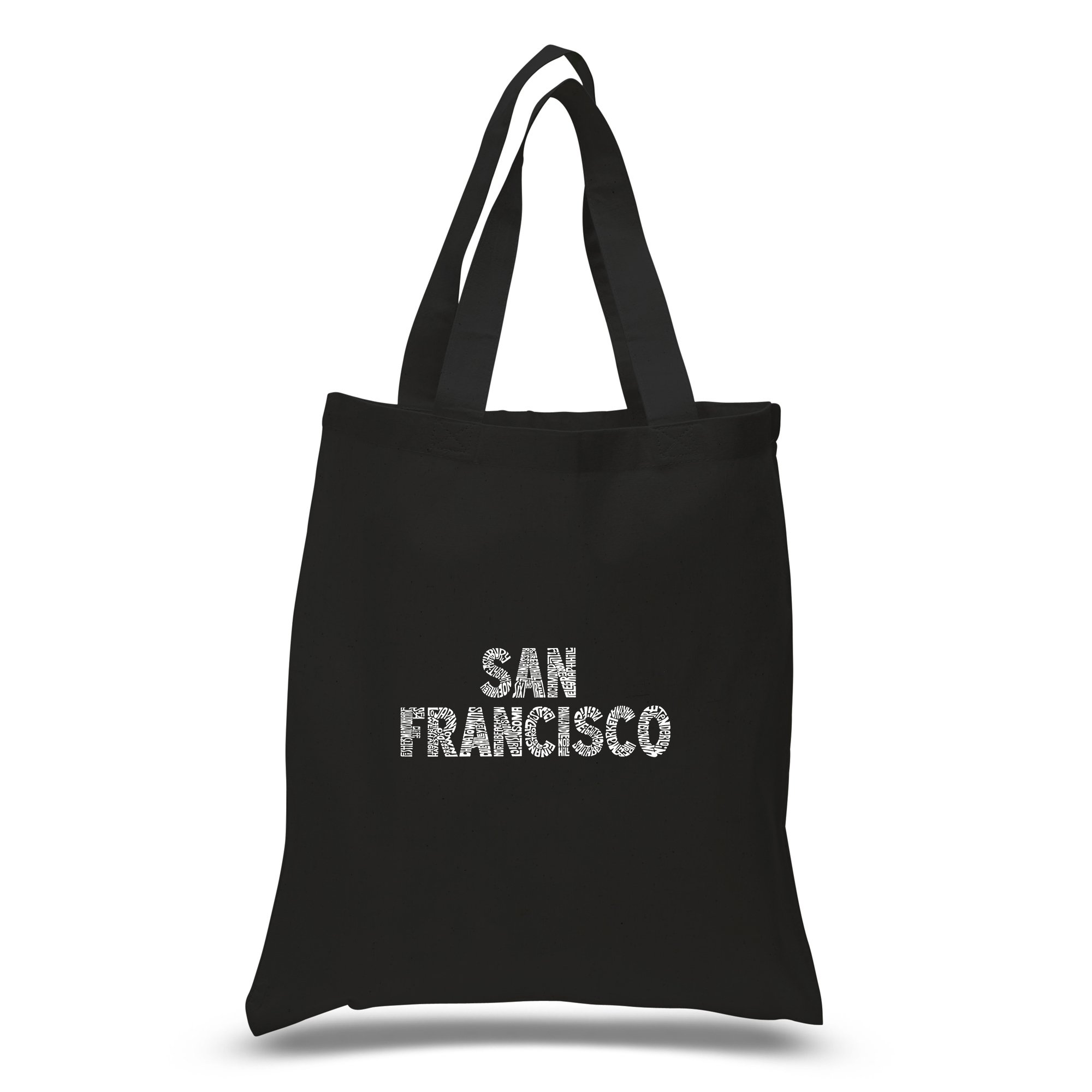 LA POP ART Word Art San Francisco Neighborhoods Tote Bag - Stylish Reusable Shopping Bag for Groceries, Beach Trips & Daily Commute