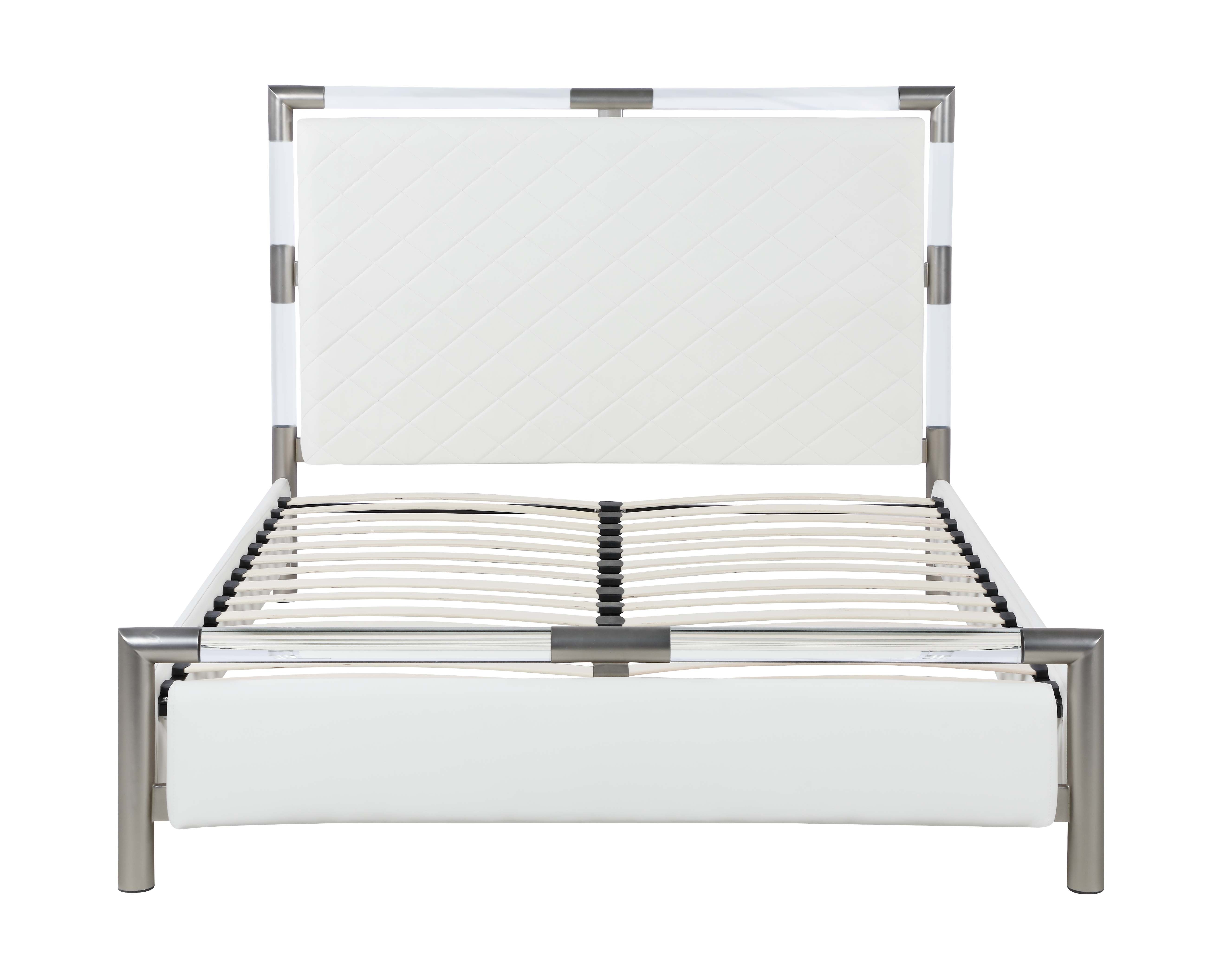 Modern Acrylic King Bedroom Set with Buffet & Lamp Table - Barcelona KG 3PC Collection | Elegant Bedroom Furniture for Contemporary Homes & Luxury Apartments