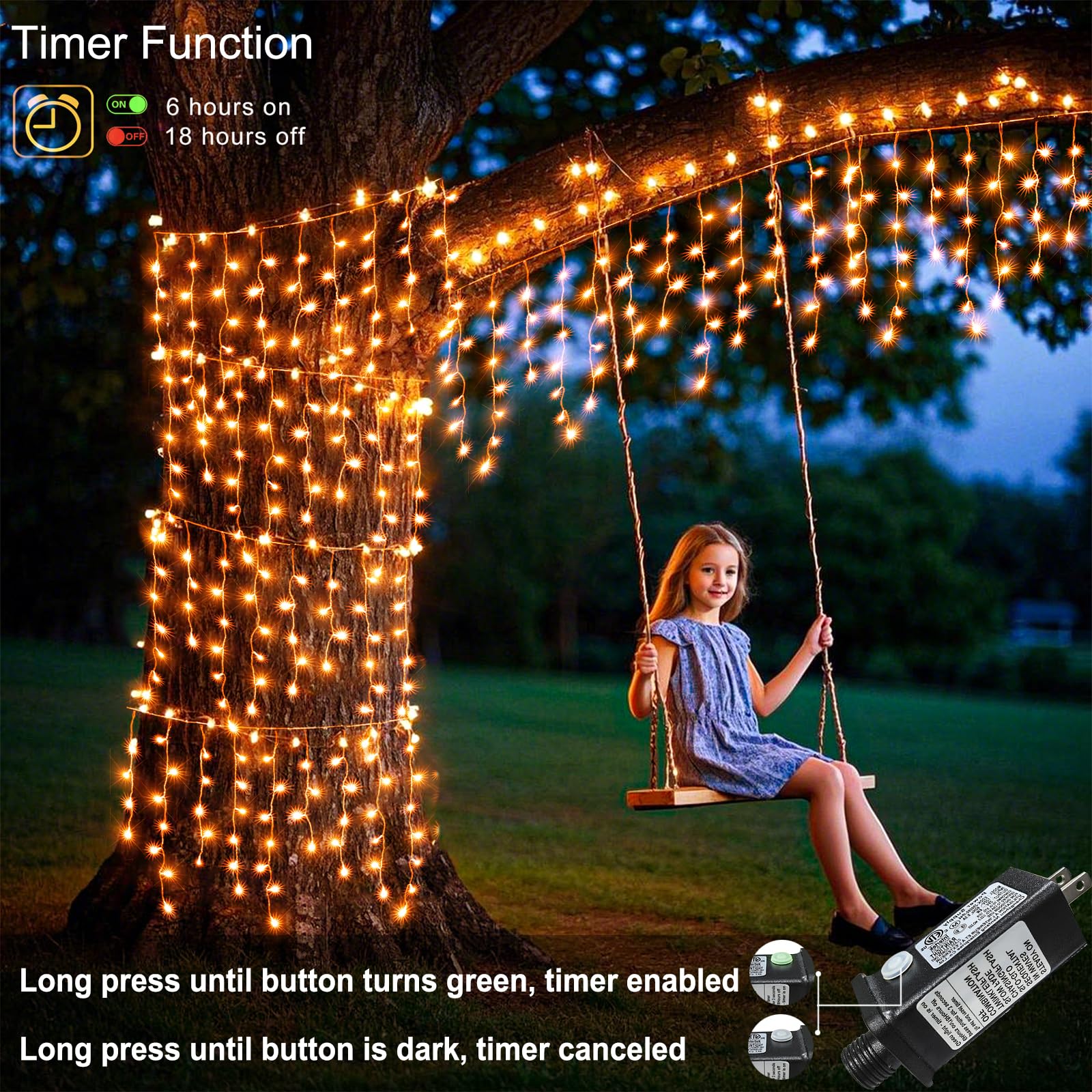 33 FT 400 LED Orange Icicle Christmas Lights Outdoor Waterproof with Timer & 8 Modes - Clear Wire Twinkle String Lights for Window, House, Patio, Yard, Wedding, Classroom, Festival Decor - Perfect for Holiday, Party & Winter Outdoor Decorations