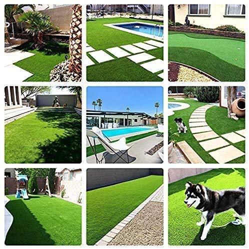 Premium 5.5' x 6.5' Artificial Grass Turf with Drainage Mat - 4 Pack Realistic Pet-Friendly Indoor/Outdoor Turf for Dogs, Cats - Perfect for Garden, Patio, Balcony & Backyard Landscaping (35.75 sq ft)