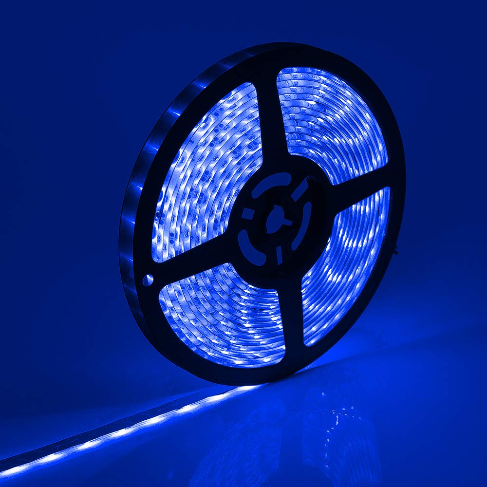 16.4ft LED Strip Lights 300 LEDs 2835 SMD Flexible Light Strips for Home, Kitchen, Bedroom, Bar - Blue (Power Supply Not Included) | Perfect for Accent Lighting, Under Cabinet, and Party Decorations