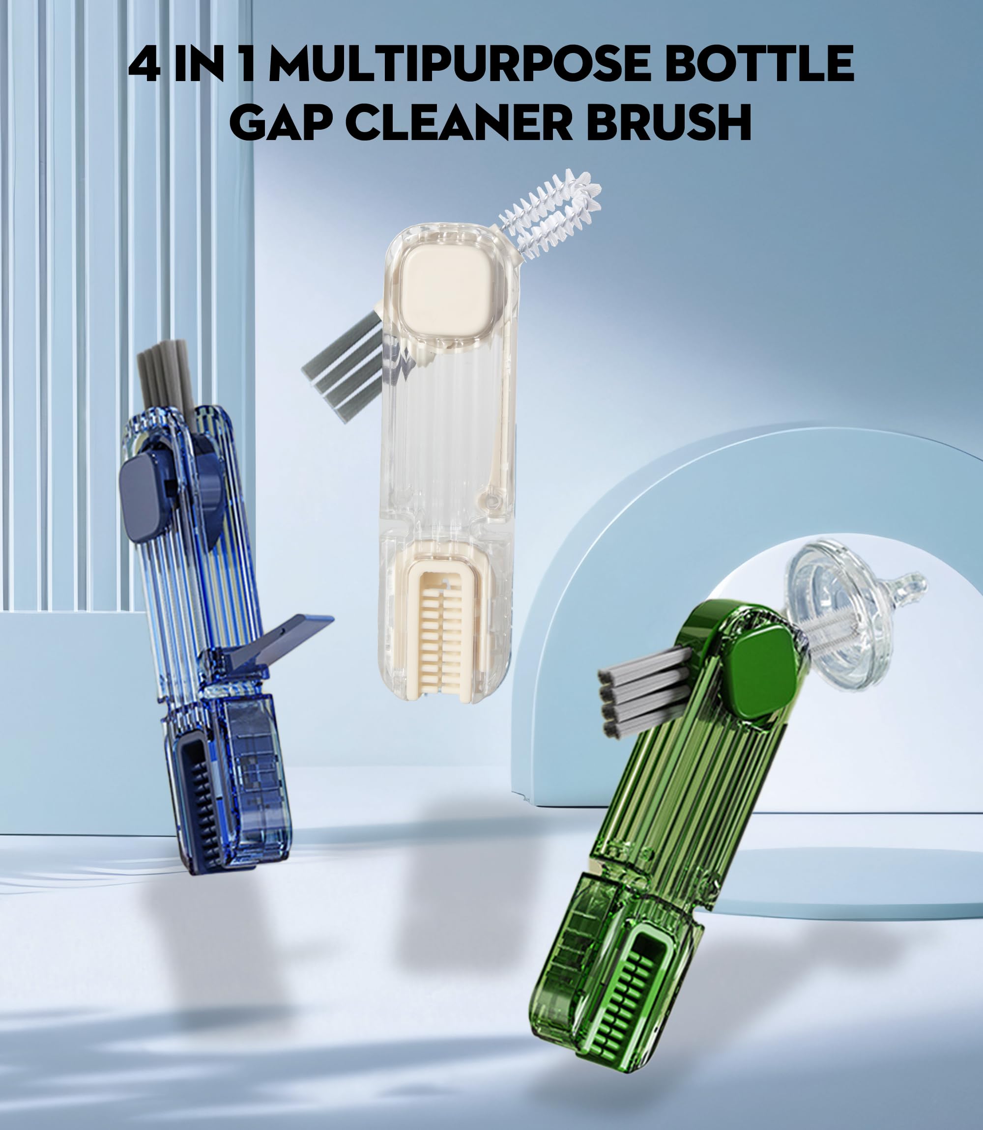 4-in-1 Cup Lid Cleaner Brush - Silicone Bottle Cleaning Tool for Home & Kitchen
