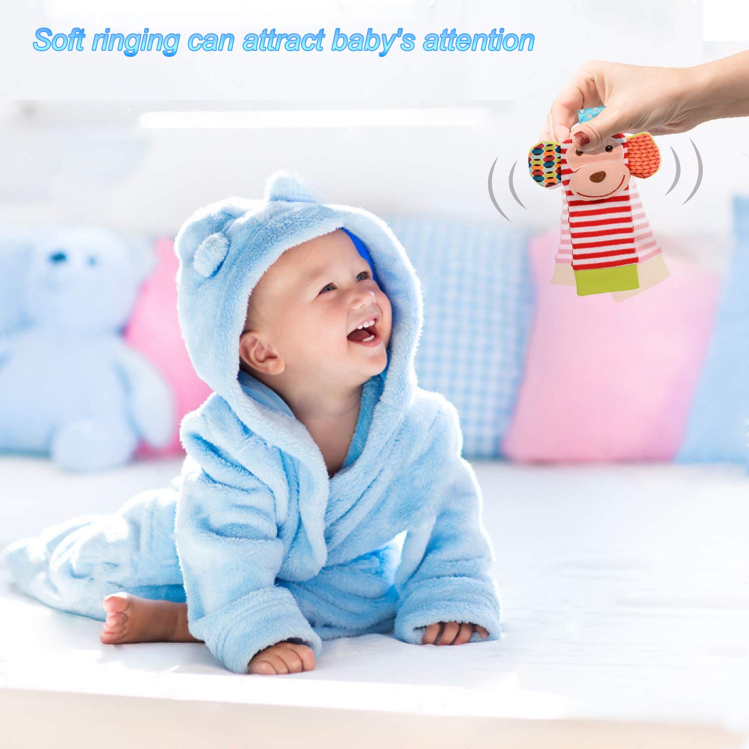 BLOOBLOOMAX Baby Sock Rattles - Soft Animal Foot Finder Toys for Infants 0-24 Months | Educational Sensory Toys for Newborns & Toddlers | Perfect for Early Learning, Tummy Time & Developmental Play