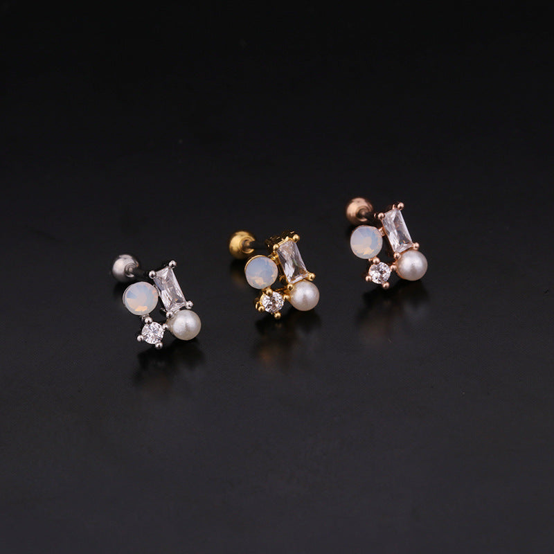 20G Hypoallergenic Rose Pearl Helix Cartilage Barbell Stud Earring | Surgical Steel Cartilage Piercing Jewelry for Women | Perfect for Helix, Tragus, and Conch Piercings