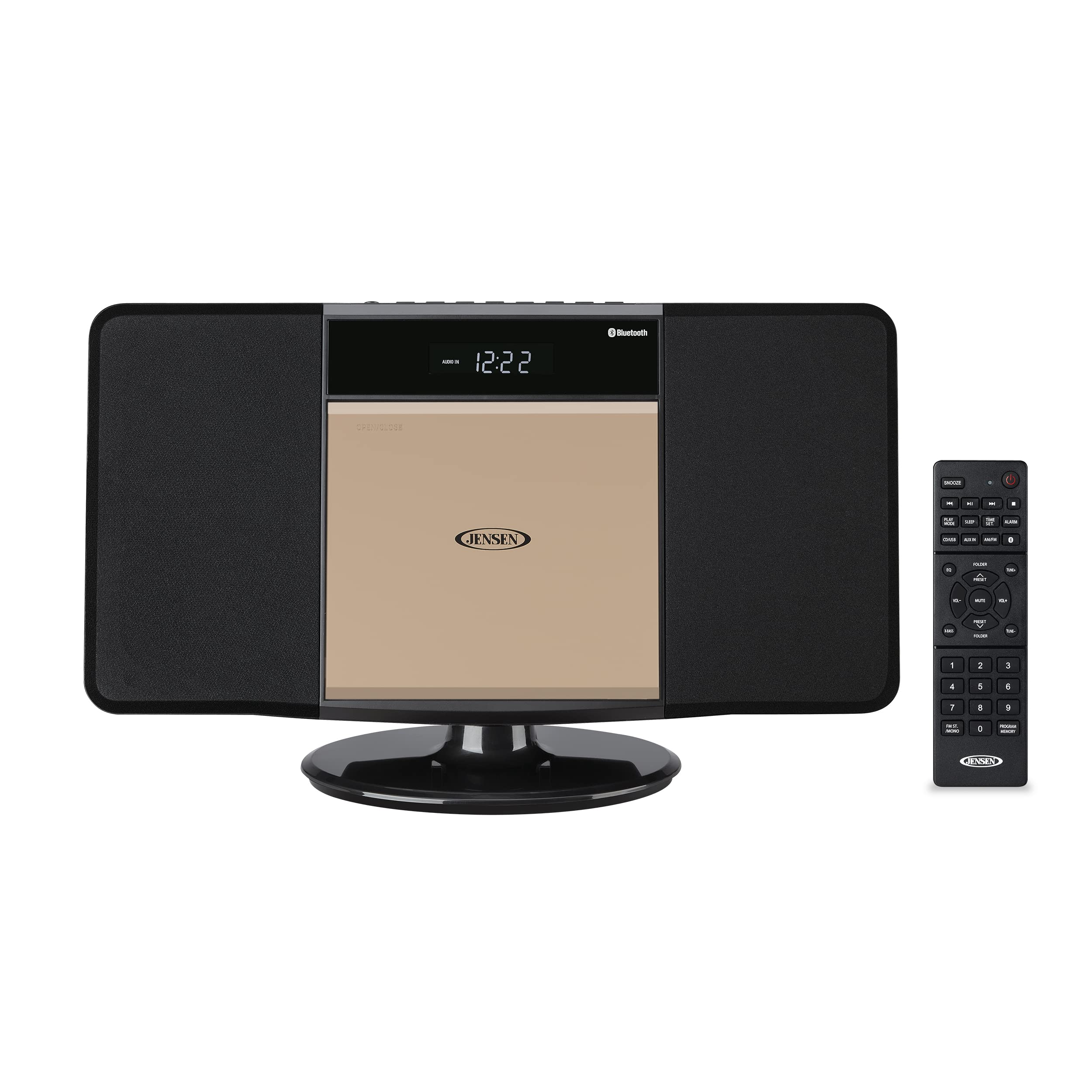 Jensen JBS-300 Champagne Gold Bluetooth Stereo System with CD/MP3/WMA Player, Wireless Streaming & USB Port | AM/FM Radio | Remote Included | Perfect for Living Room, Bedroom & Office Music Entertainment