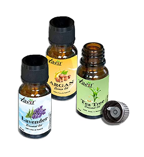 Pure Tea Tree Oil, Argan Oil & Lavender Essential Oil Set - 100% Natural for Skin, Hair & Aromatherapy - Perfect for DIY Beauty, Massage & Relaxation at Home