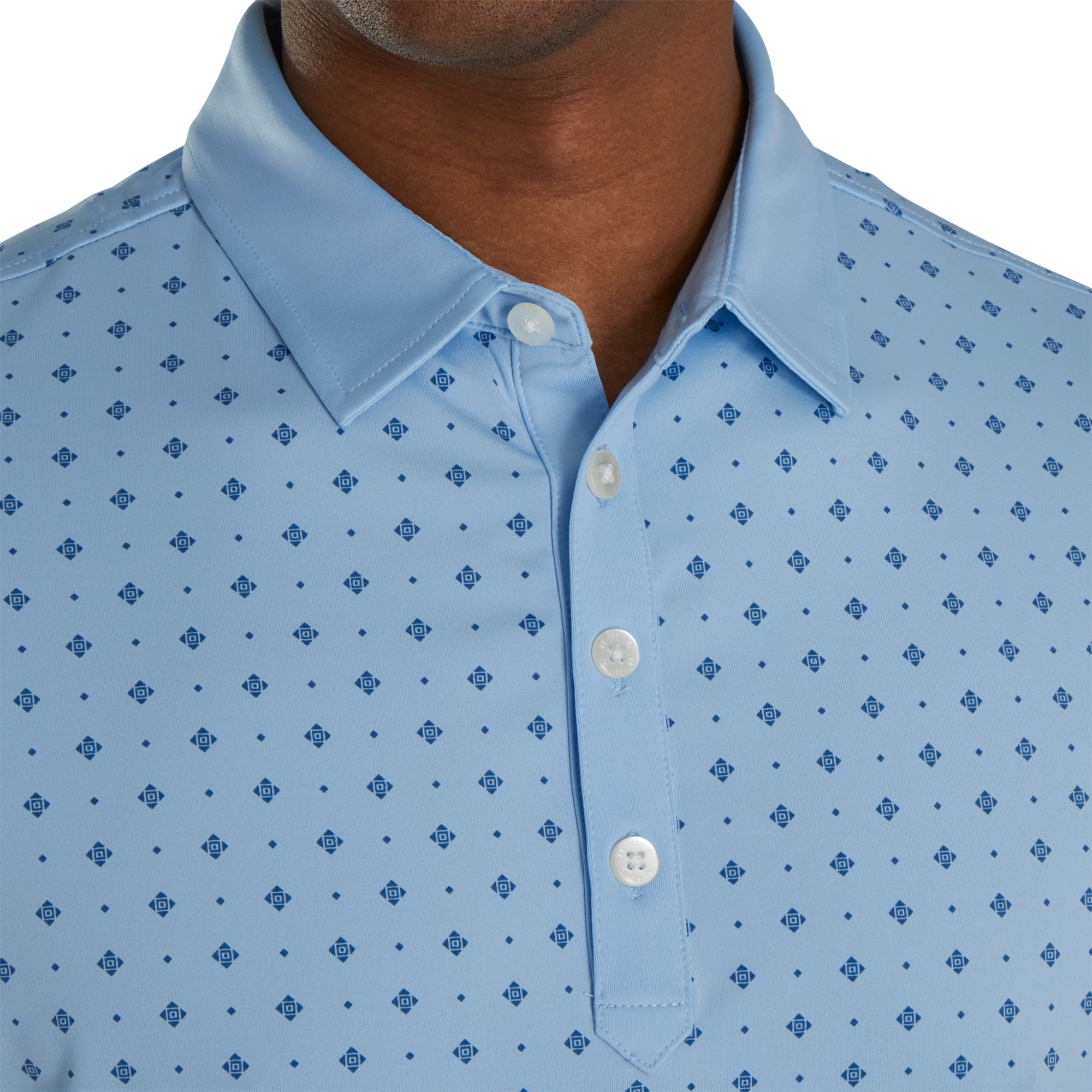 **FootJoy Men's Light Blue Athletic Fit Deco Print Golf Polo Shirt – Breathable & Stylish for Golf Courses & Casual Wear**