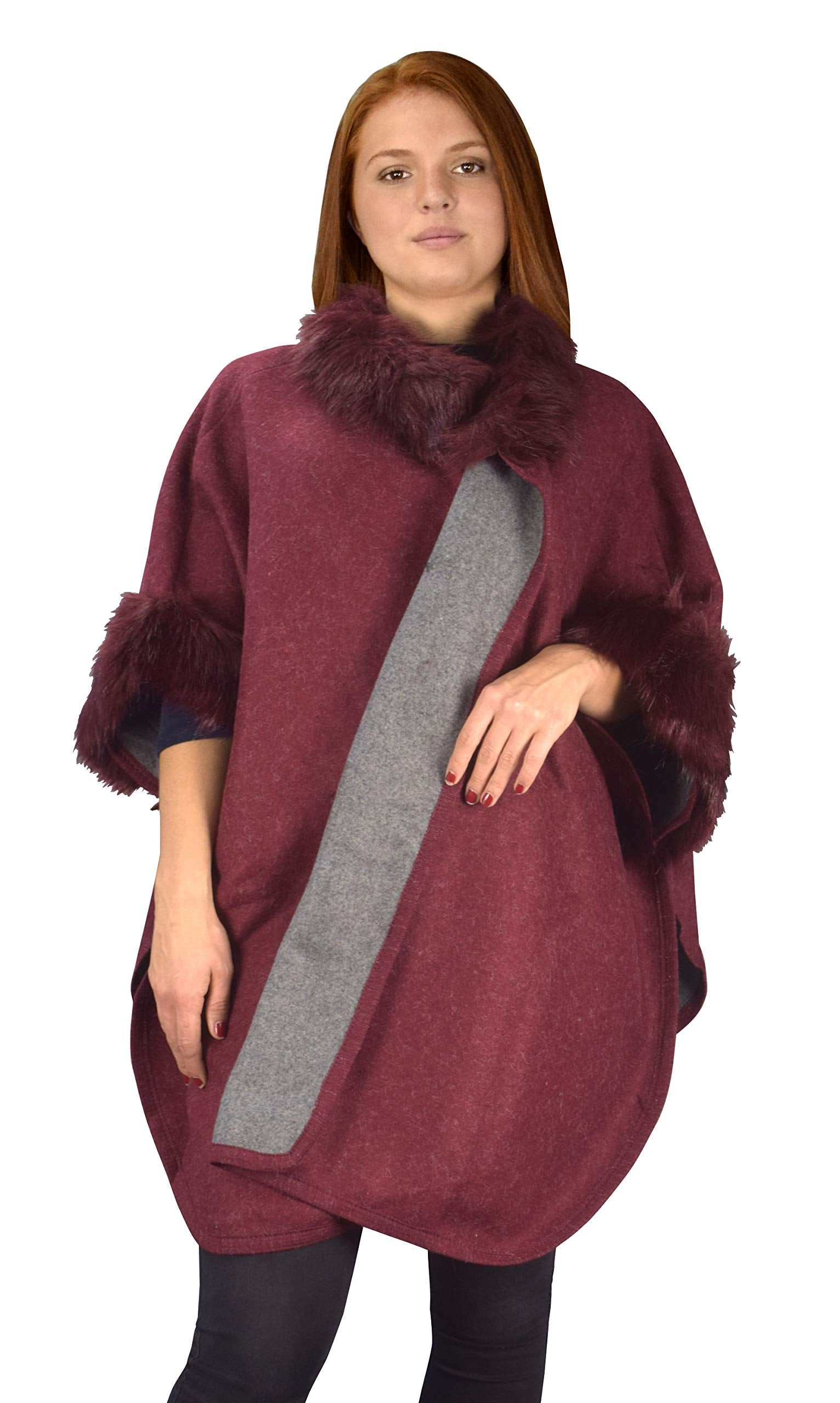Women's Faux Fur Poncho Sweater - Cozy Oversized Pullover Cape for Fall & Winter - Perfect for Casual Outfits, Lounging at Home, and Outdoor Activities