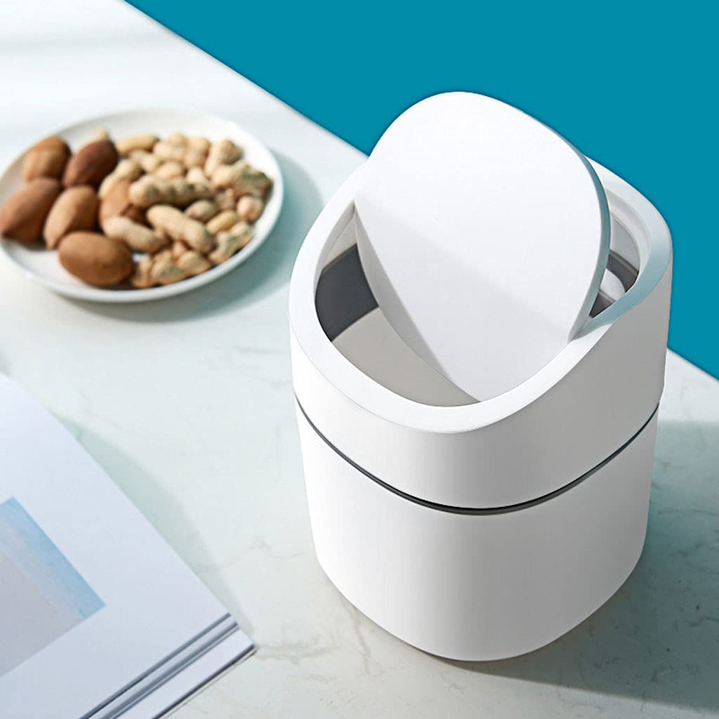 Nordic White Mini Trash Can for Kitchen, Home & Office - Small Desktop Waste Basket for Household Debris, Recycling Bin - Perfect for Countertops, Bathrooms, Bedrooms & Workspaces